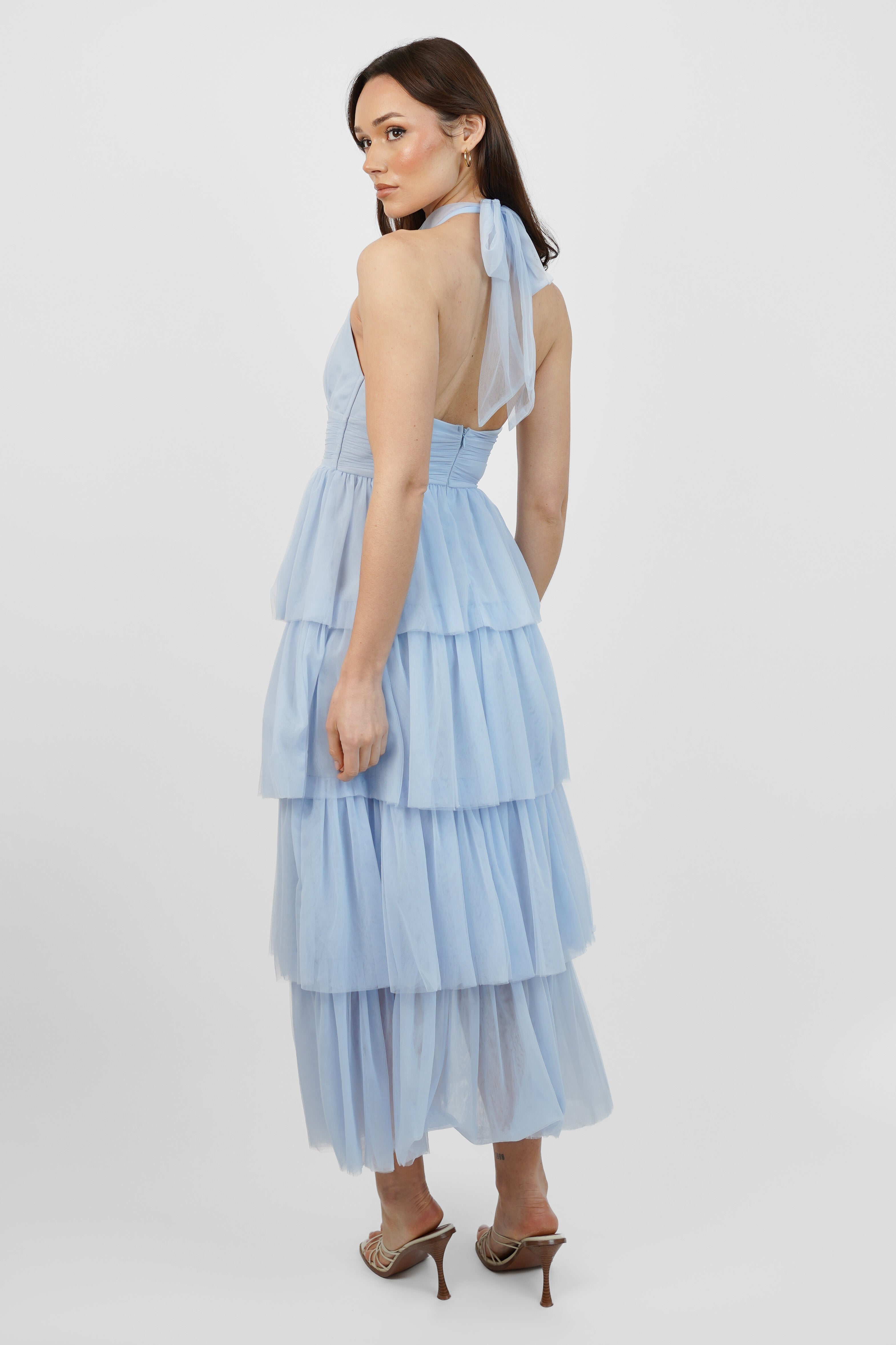 Ariana Light Blue Tulle Maxi Dress for Weddings, Prom & Special Occasions - Elegant Long Formal Gown