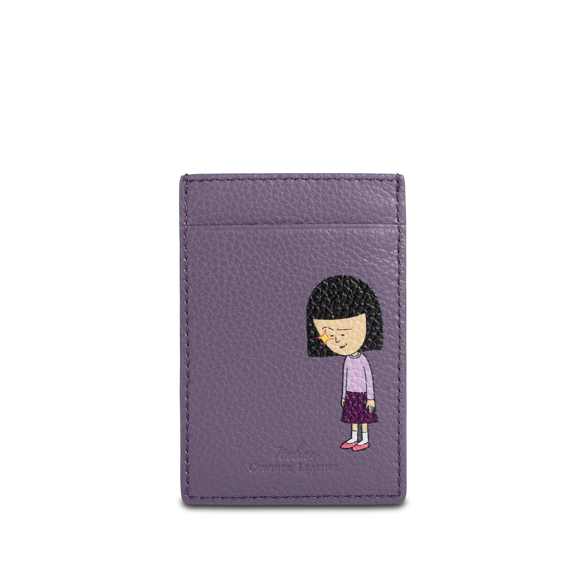 Samuel Ashley x Chibi Maruko Chan Genuine Leather Wallet Card Holder - Slim RFID Blocking Minimalist Design for Everyday Carry, Travel & Gift Giving