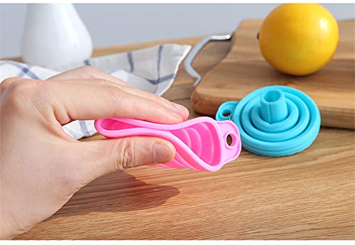 Foldable Mini Silica Gel Funnel for Oil, Wine & Liquids - Portable Kitchen & Car Accessory in Pink - Perfect for Cooking, Baking & Auto Maintenance