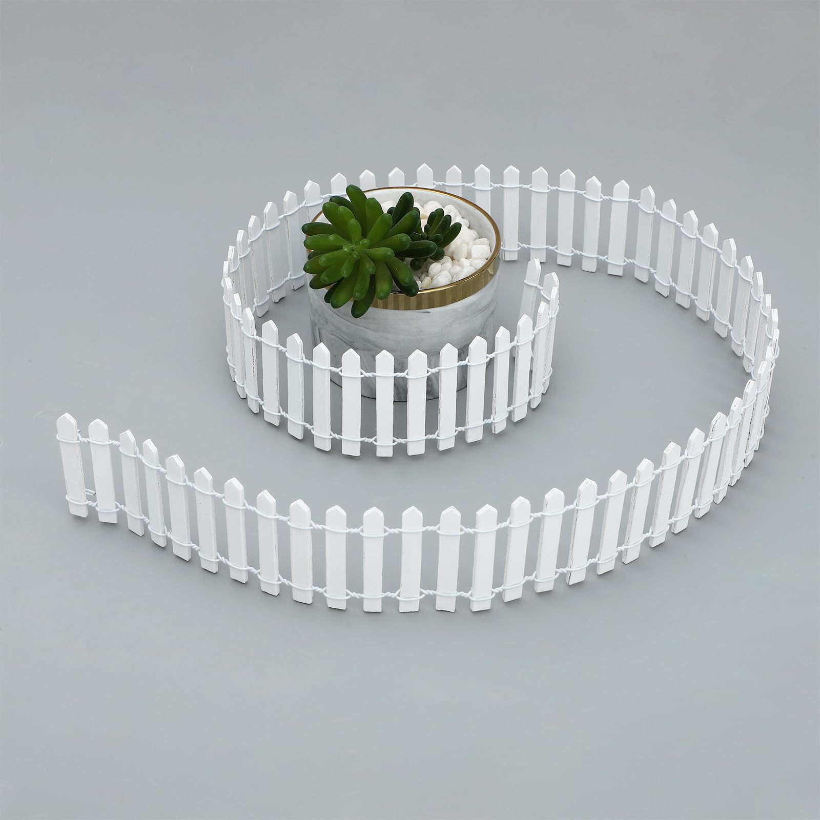 ONEST 6-Piece Miniature Fairy Garden Fence Set - Small Wooden Decorative Fencing for Fairy Gardens, Home Gardens & Plant Decor (White) | Perfect for DIY Fairy Houses, Miniature Landscapes & Backyard Decorations