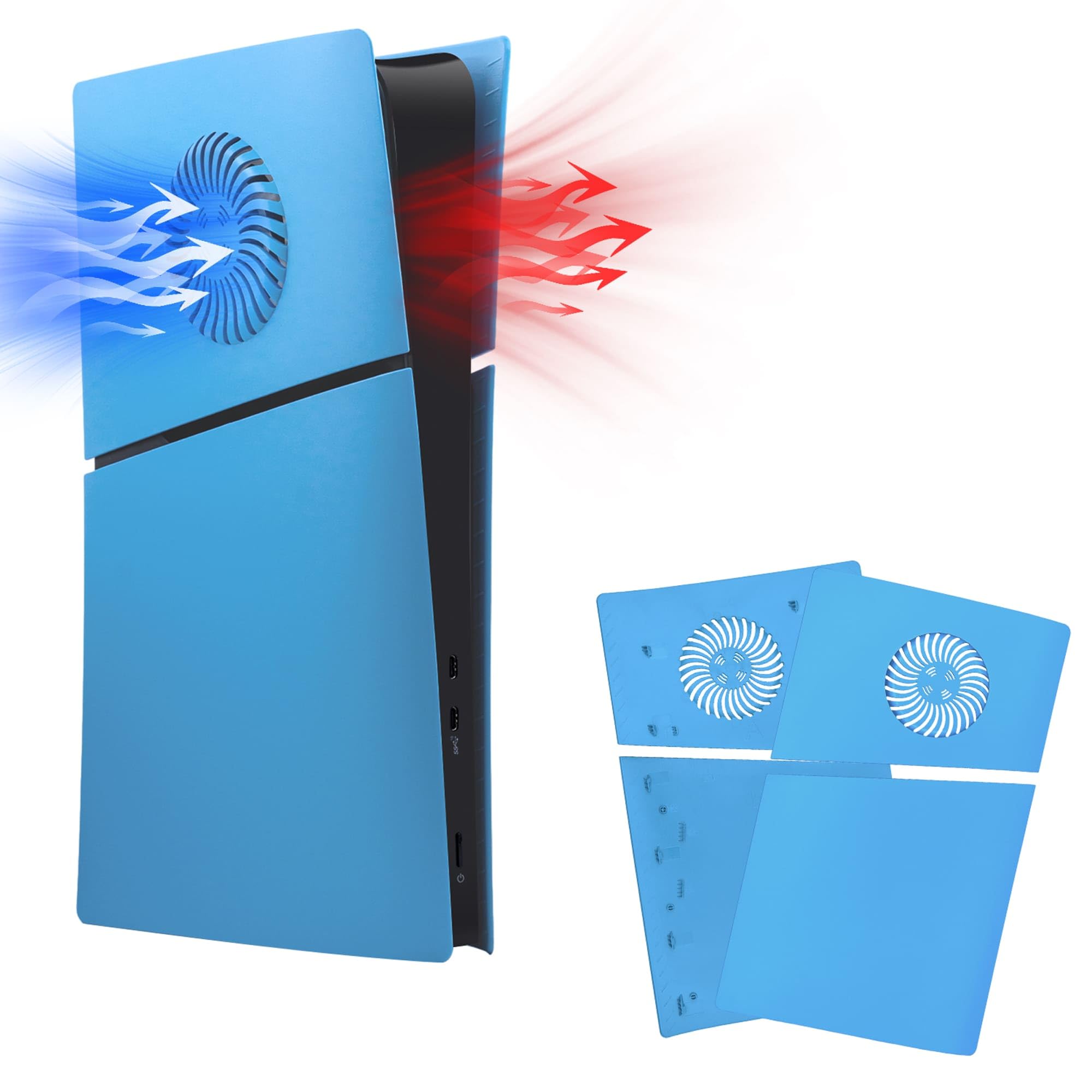 Mcbazel PS5 Slim Faceplate Replacement - ABS Protective Cover & Ventilation Accessories for Playstation 5 Slim Digital Edition - Light Blue (Not for PS5/PS5 Pro) | Gaming Console Protection & Style Upgrade