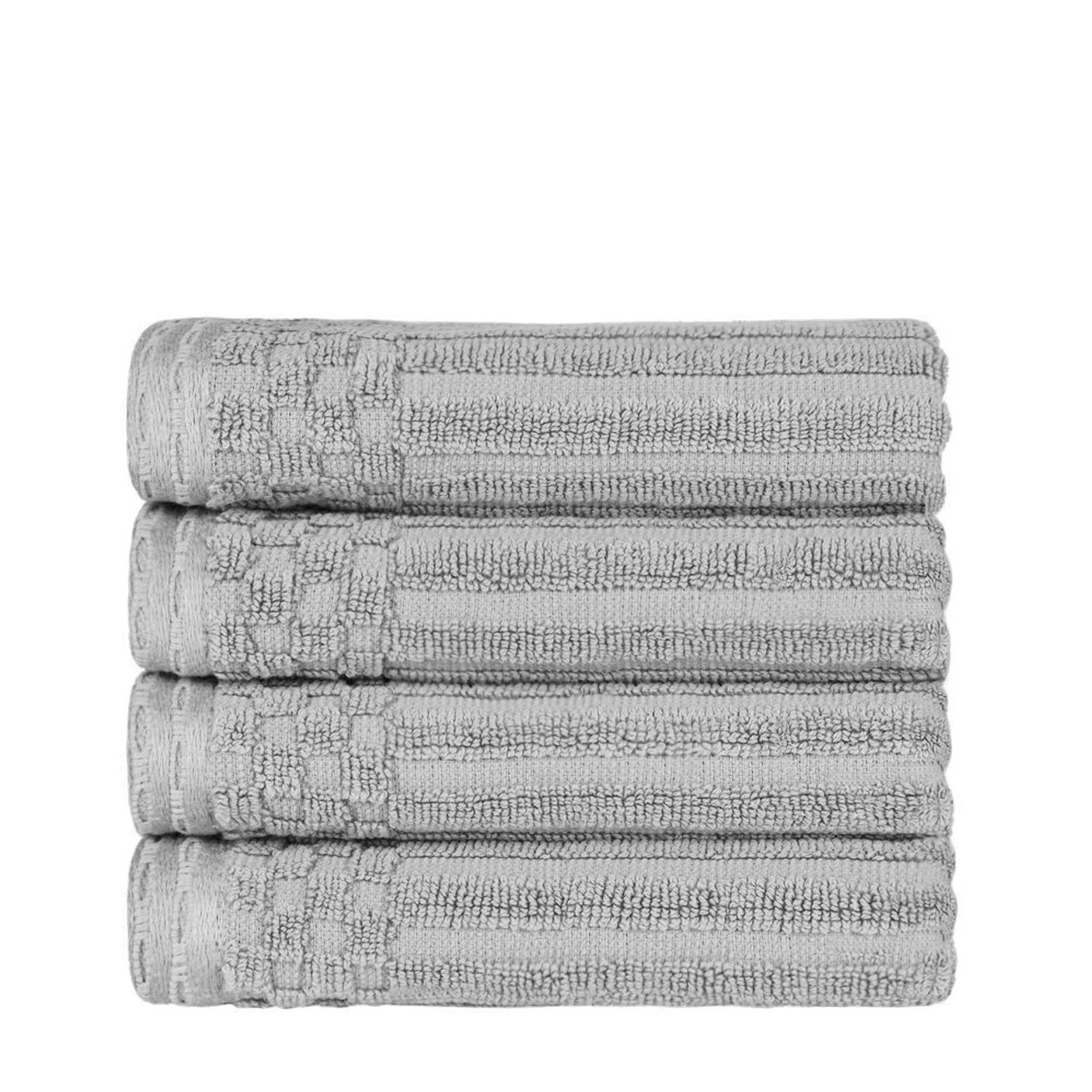 Premium Cotton Ribbed Textured Hand Towels - Ultra Absorbent 4-Piece Bath Towel Set for Kitchen, Bathroom & Gym - Soft Quick-Drying Guest Towels
