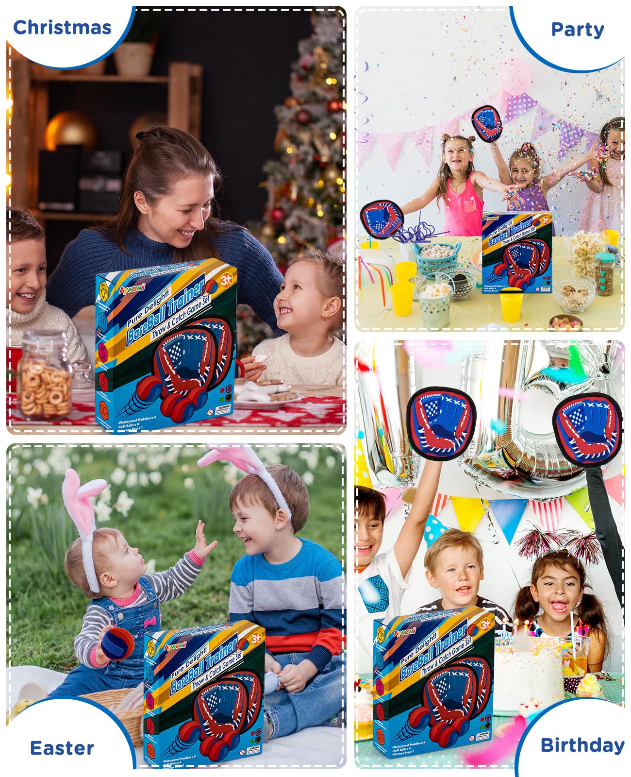 **Aywewii Toss and Catch Ball Set - Outdoor Beach & Pool Toys for Kids, Baseball Catch Game for Toddlers - Fun Birthday Gifts for 3,4,5 Year Old Boys & Girls - Perfect for Easter Basket Stuffers, Backyard Play & Summer Activities**