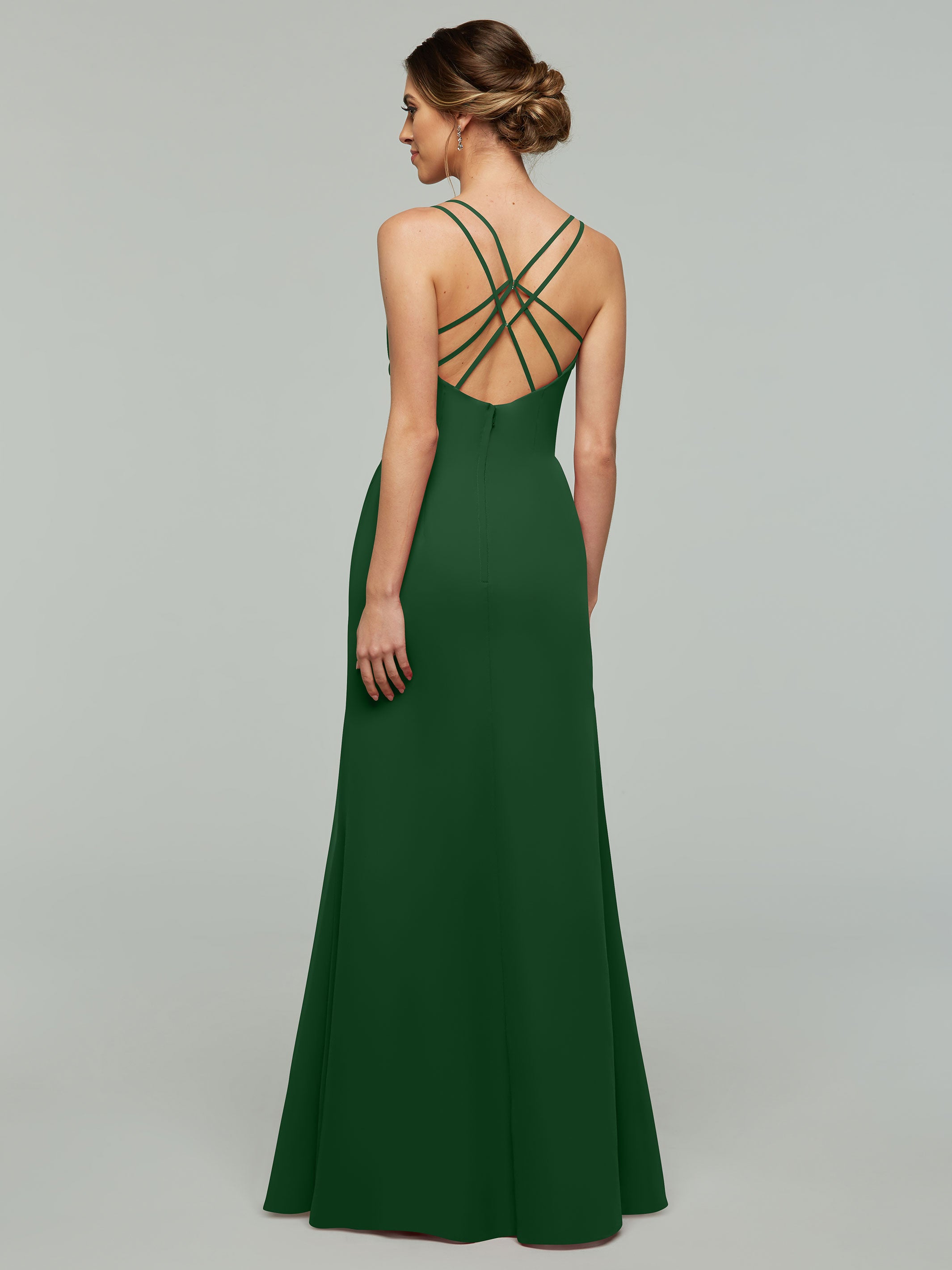 Elegant 80130 Chiffon Sheath Bridesmaid Dress with V-Neck & High Slit - Perfect for Weddings, Formal Events & Evening Parties