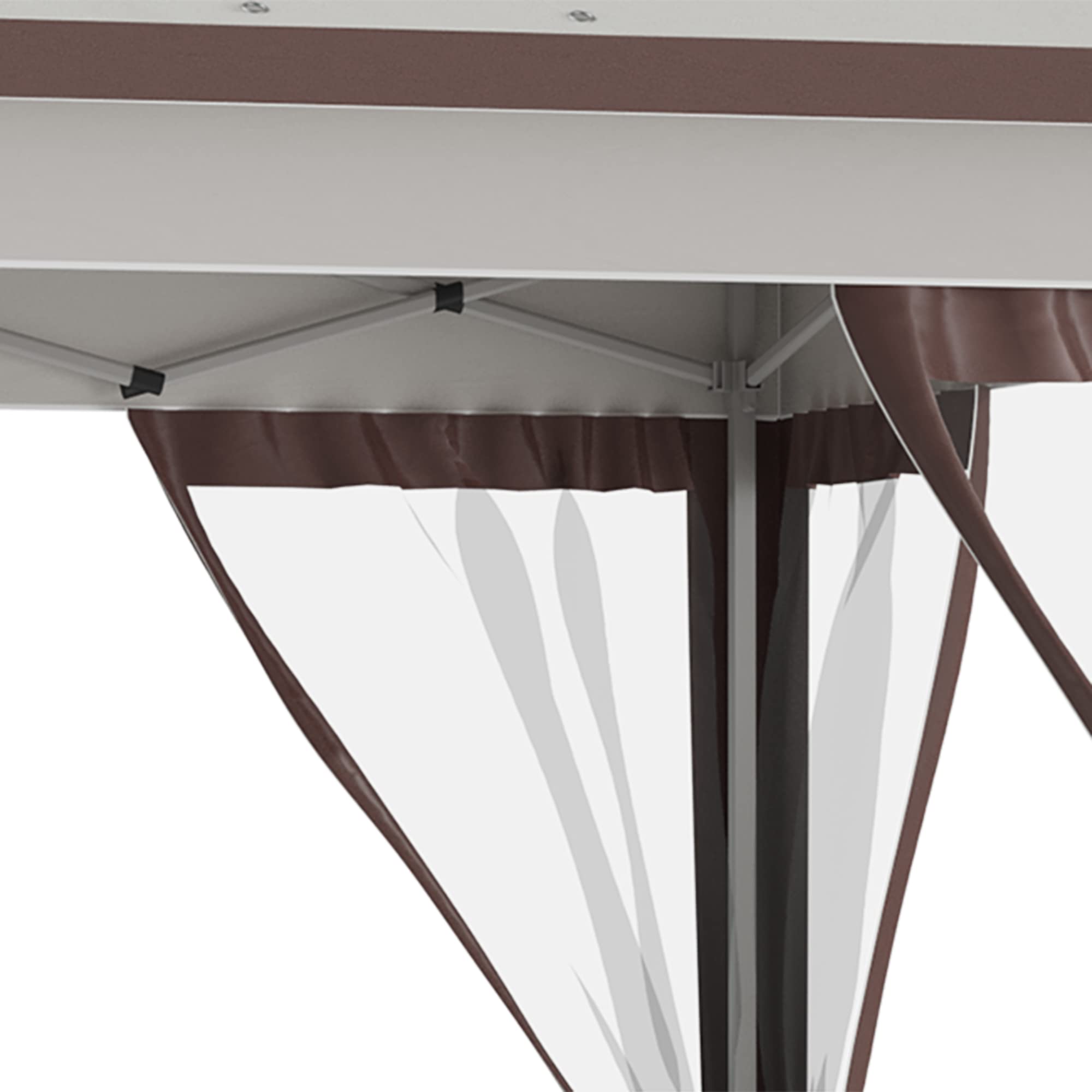 Outsunny 12' x 12' Pop Up Canopy Tent with Netting & Carry Bag - Instant Sun Shelter with 137 sq.ft Shade, Adjustable Height for Outdoor Events, Parties, Camping, Beach, Garden & Patio Use (Beige/Brown)