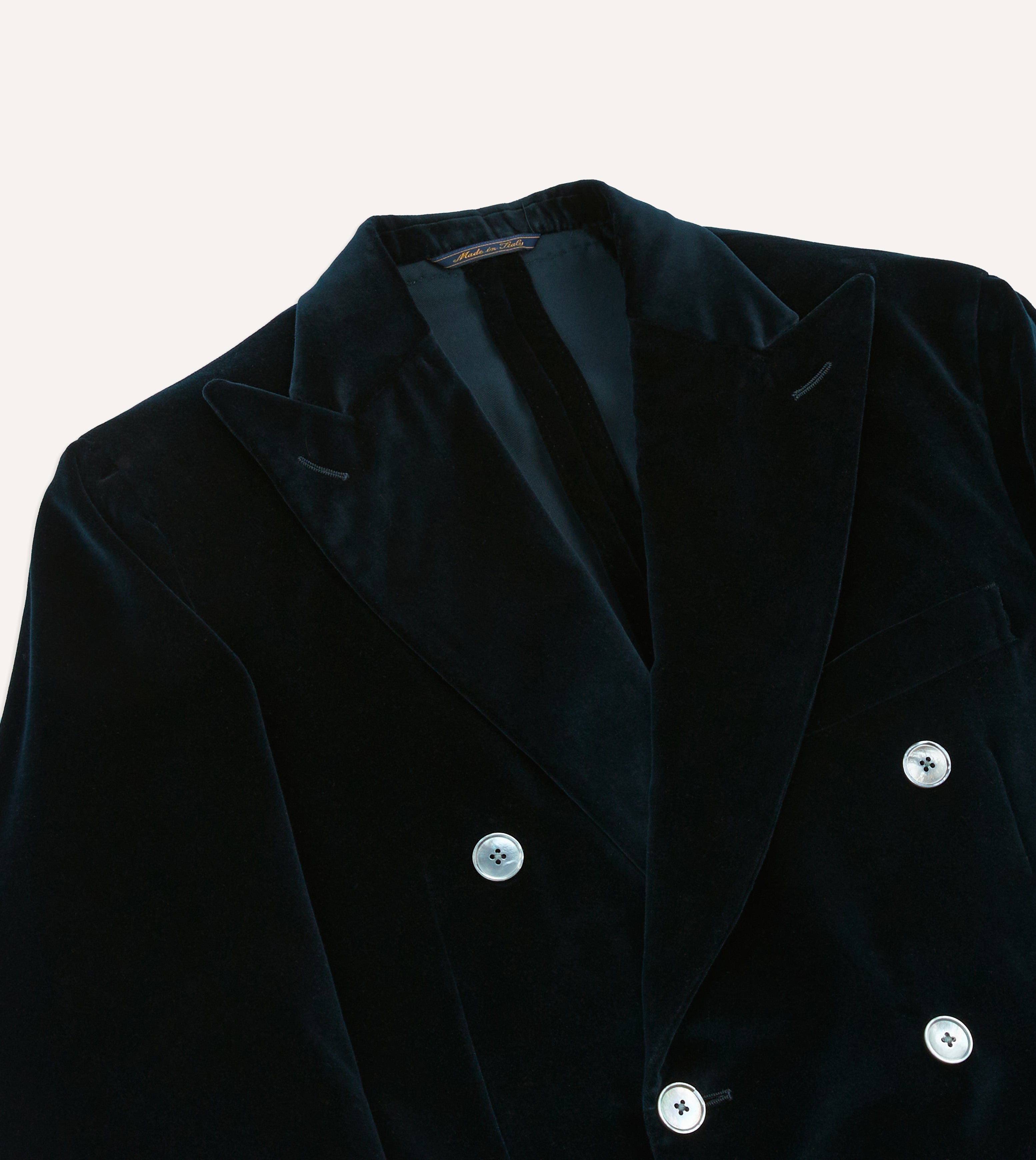 Navy Blue Velvet Double Breasted Tailored Blazer for Women - Elegant Formal Jacket for Office Wear, Evening Events & Special Occasions
