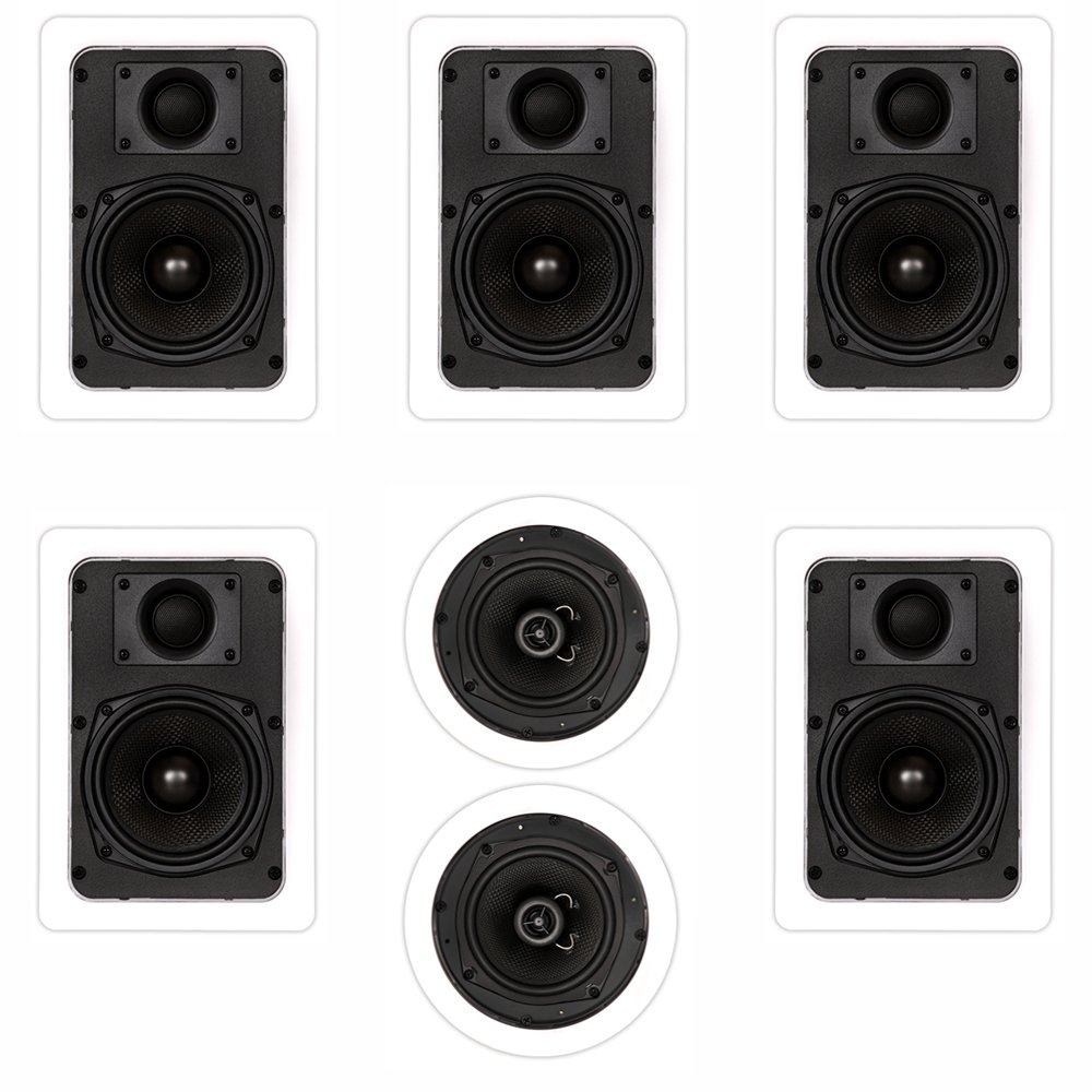 Theater Solutions TS-57 1400 Watt 7-Channel In-Wall/Ceiling Speaker System for Home Theater - Perfect for Movie Nights & Surround Sound Experience