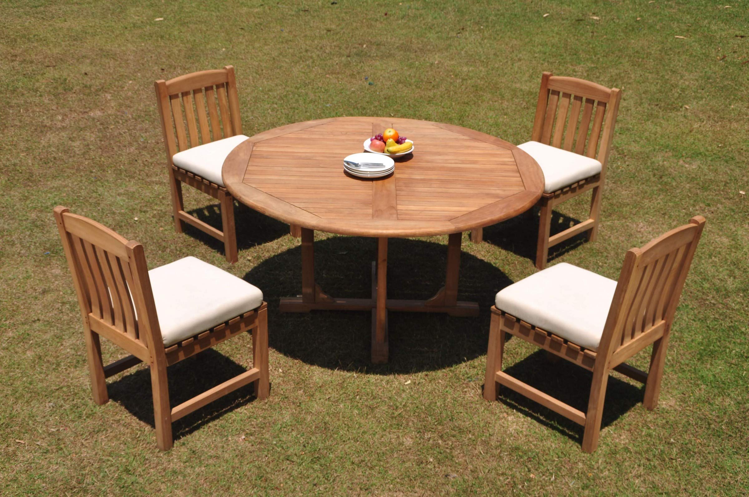 Premium 4-Seater 5-Piece Teak Wood Dining Set with 60