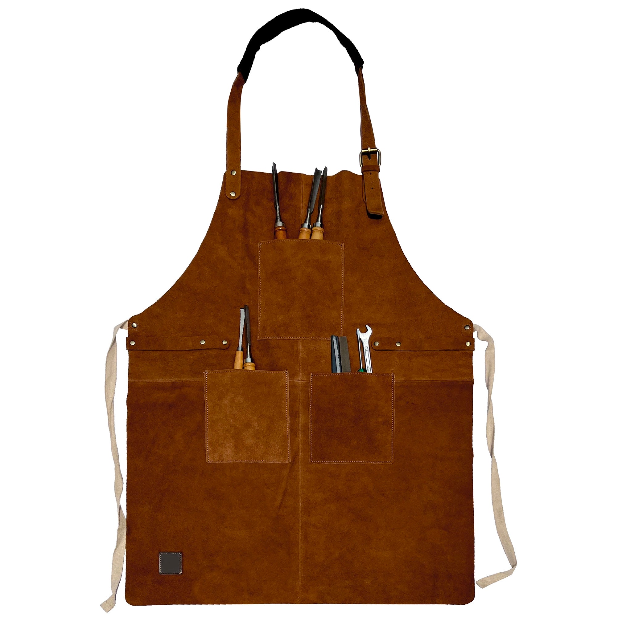 Premium Kuche Natural Leather Grill Apron for Men & Women - Heavy Duty BBQ Cooking Apron with Adjustable Straps - Perfect for Grilling, Smoking, and Outdoor Cooking