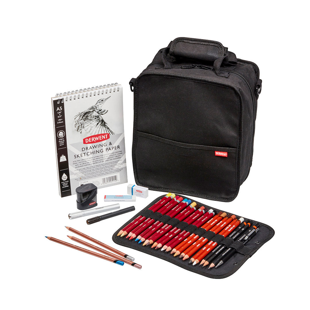 Derwent Carry All Storage Case - Black | Portable Art Supply Organizer for Pencils, Brushes & Markers | Perfect for Artists, Students & Crafters