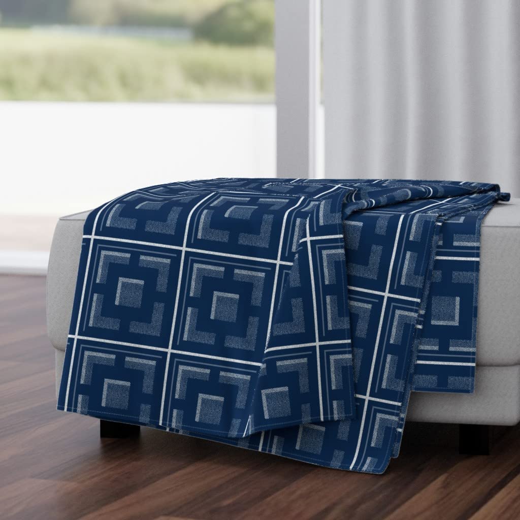 Soft Plush Minky Throw Blanket 50x70 Inches - Dark Blue Retro Vintage Midcentury Modern Architecture Palm Print | Cozy Home Decor, Sofa Couch Bed Blanket, Perfect Gift for Housewarming, Christmas & Winter