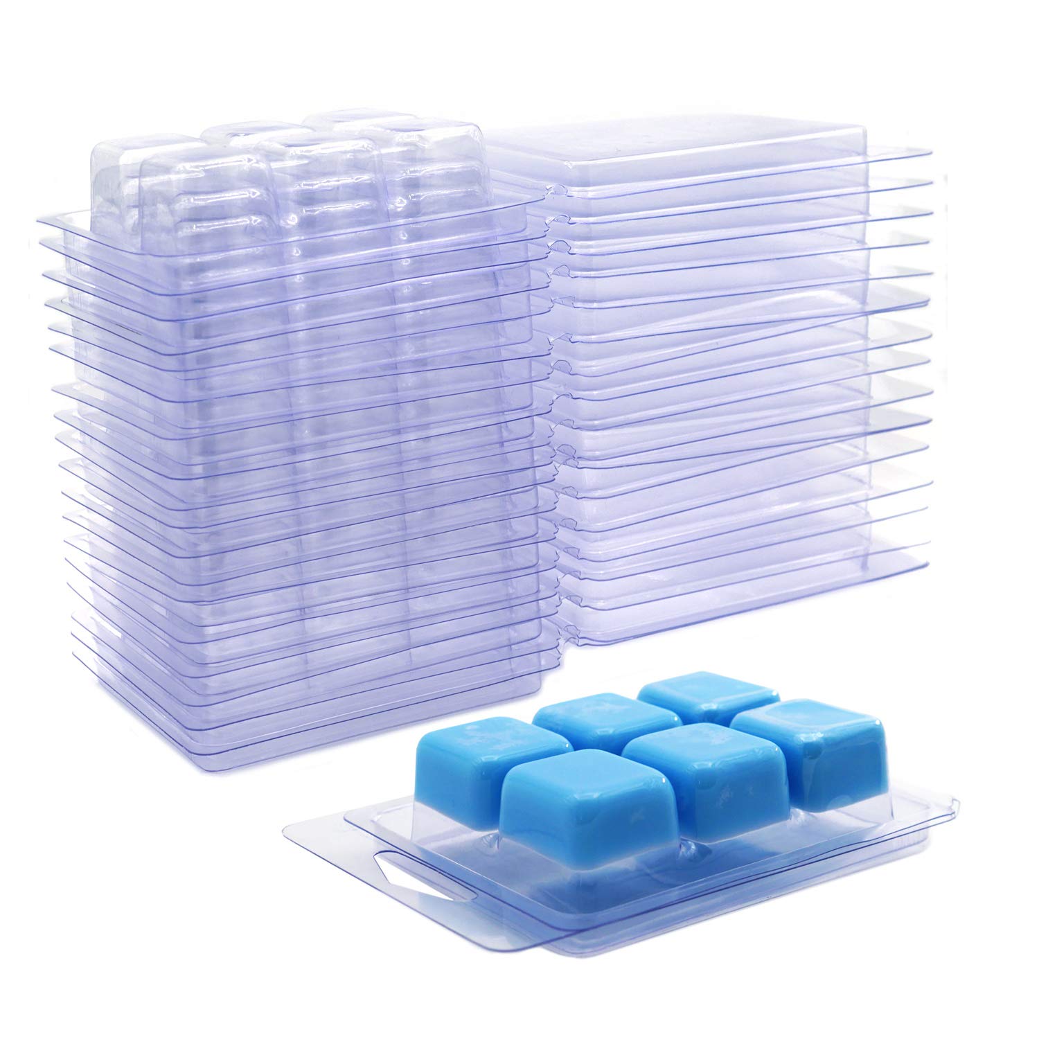 100 Pack Clear Plastic Wax Melt Molds & Clamshells for DIY Candles, Soap Making, and Home Fragrance - Perfect for Aromatherapy, Gifts, and Party Favors