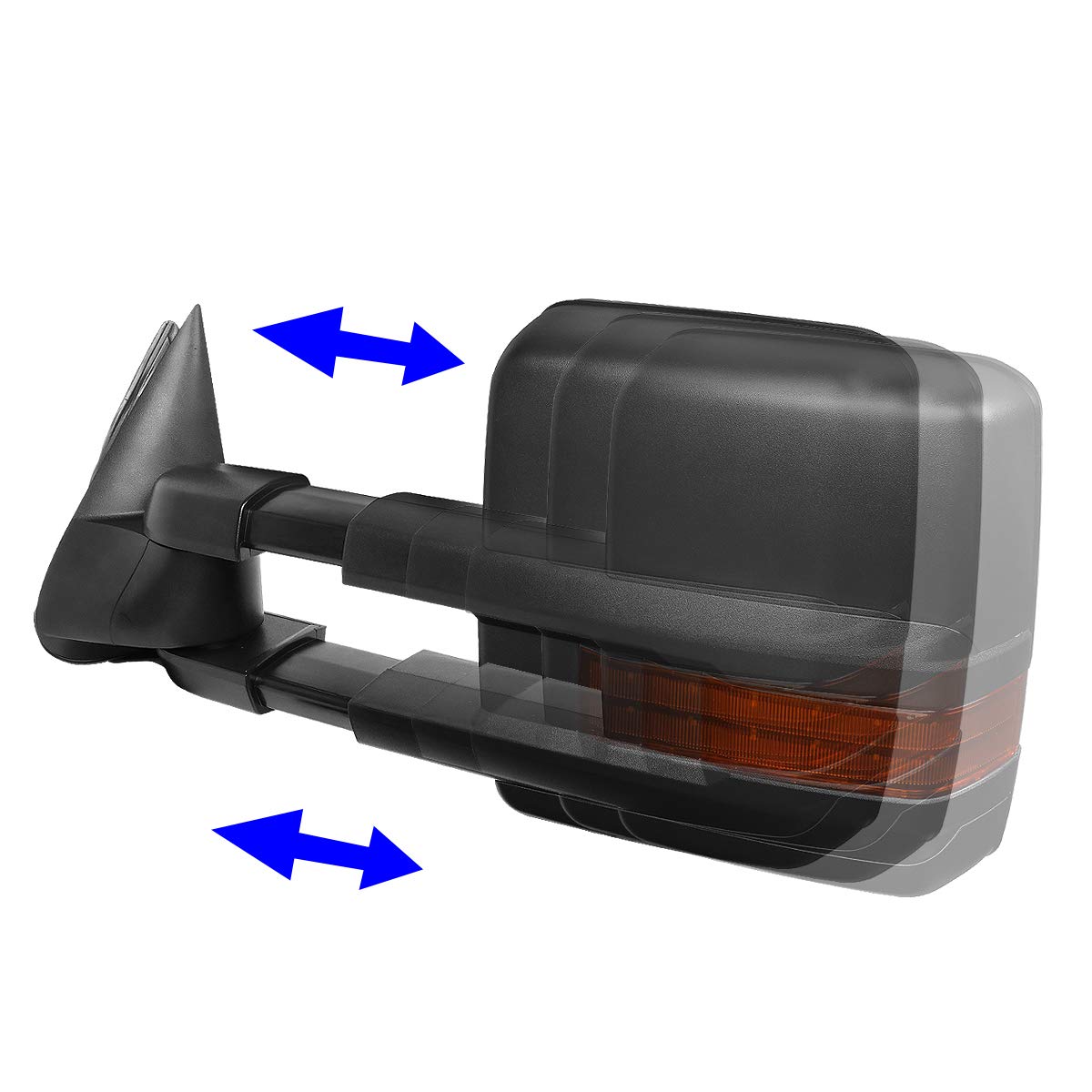 DNA Motoring TWM-030-T888-BK-AM Power Heated Foldable Towing Side Mirrors Replacement for 1999-2002 Chevy Silverado/GMC Sierra, 2000-2002 Chevy Tahoe/Suburban/GMC Yukon with Amber Turn Signal - Enhanced Visibility for Towing & Night Driving
