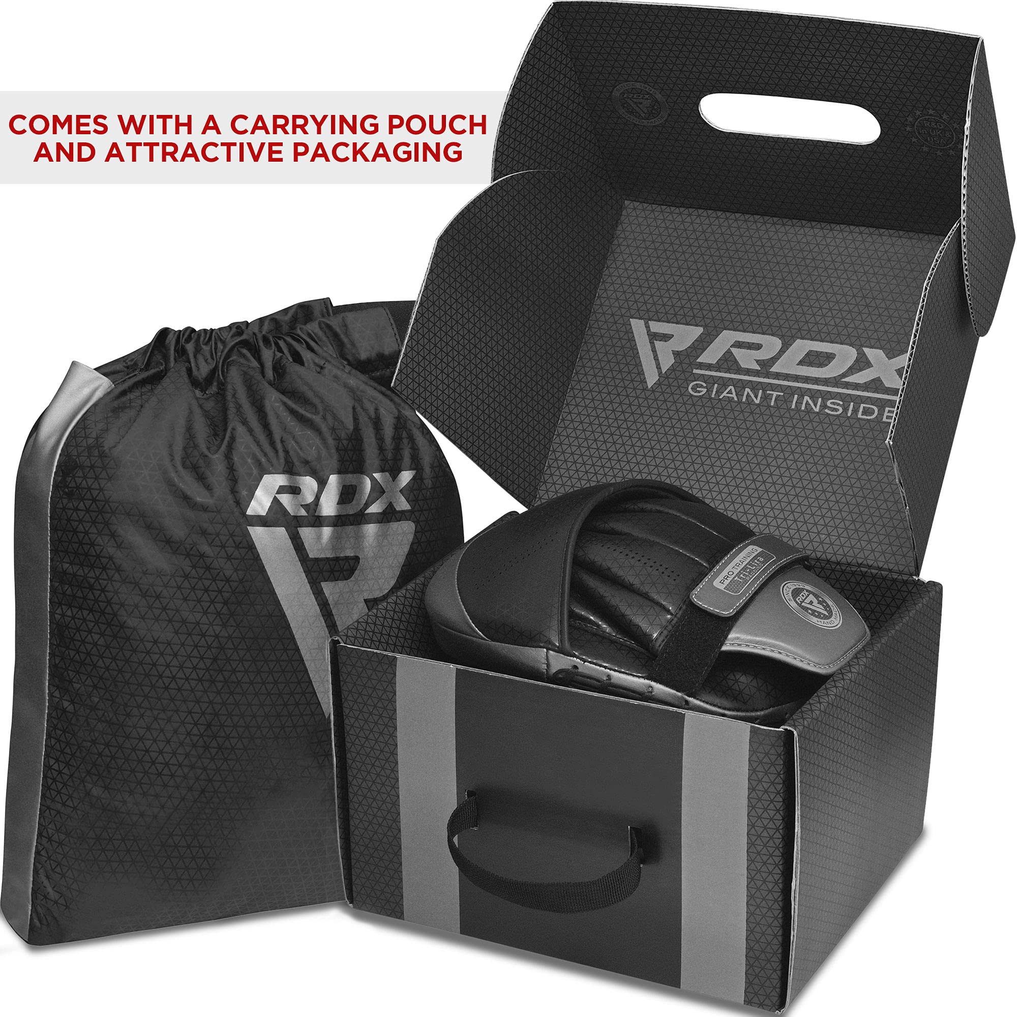 RDX Pro Curved Focus Mitts - Premium Maya Hide Leather Hook & Jab Training Pads for Boxing, MMA, Muay Thai & Kickboxing - Ideal for Martial Arts Coaching, Punching Drills & Strike Target Practice (Great for Home Gyms & Professional Training)