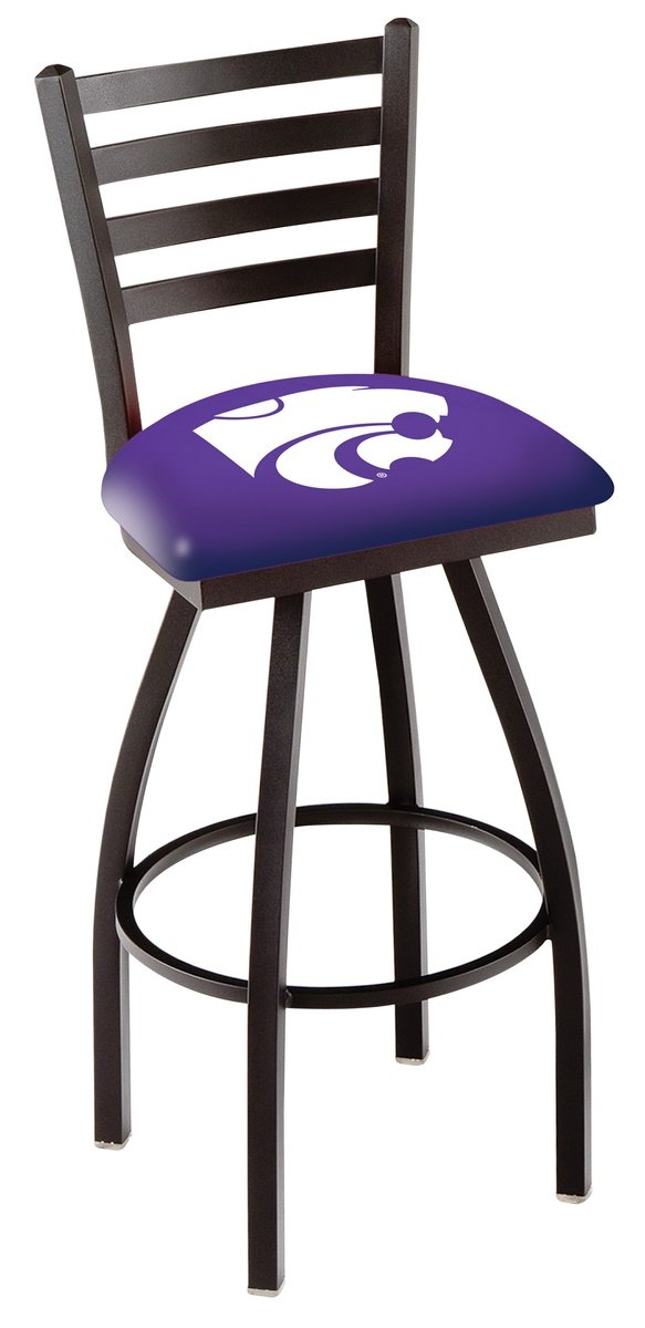 Holland Bar Stool Co. L014 - Black Wrinkle Kansas State Swivel Bar Stool with Ladder Style Back - Adjustable Height Counter Stool for Kitchen Island, Home Bar, and Game Room