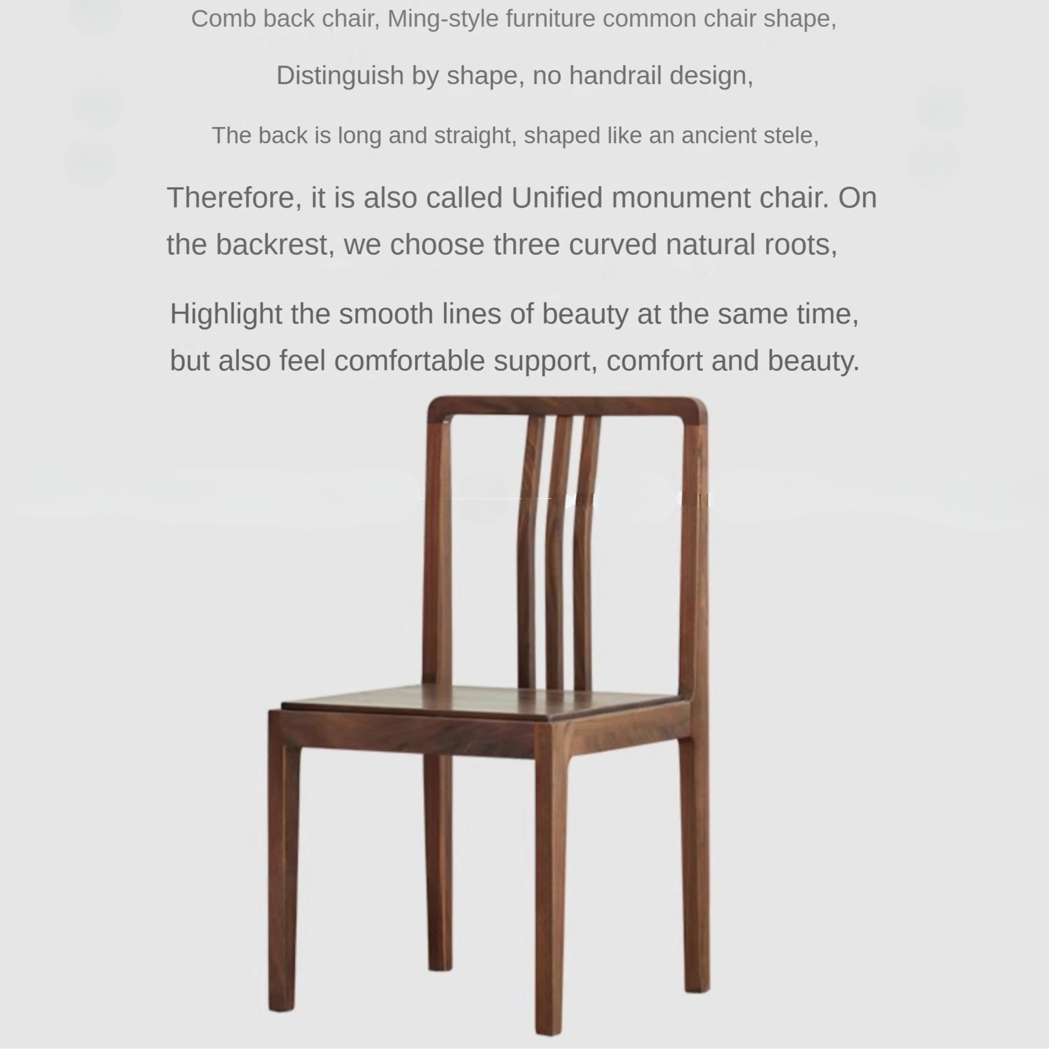 Premium Black Walnut Solid Wood Dining Chairs Set of 4 with Comfortable Backrest - Elegant Kitchen & Dining Room Furniture for Family Gatherings & Dinner Parties