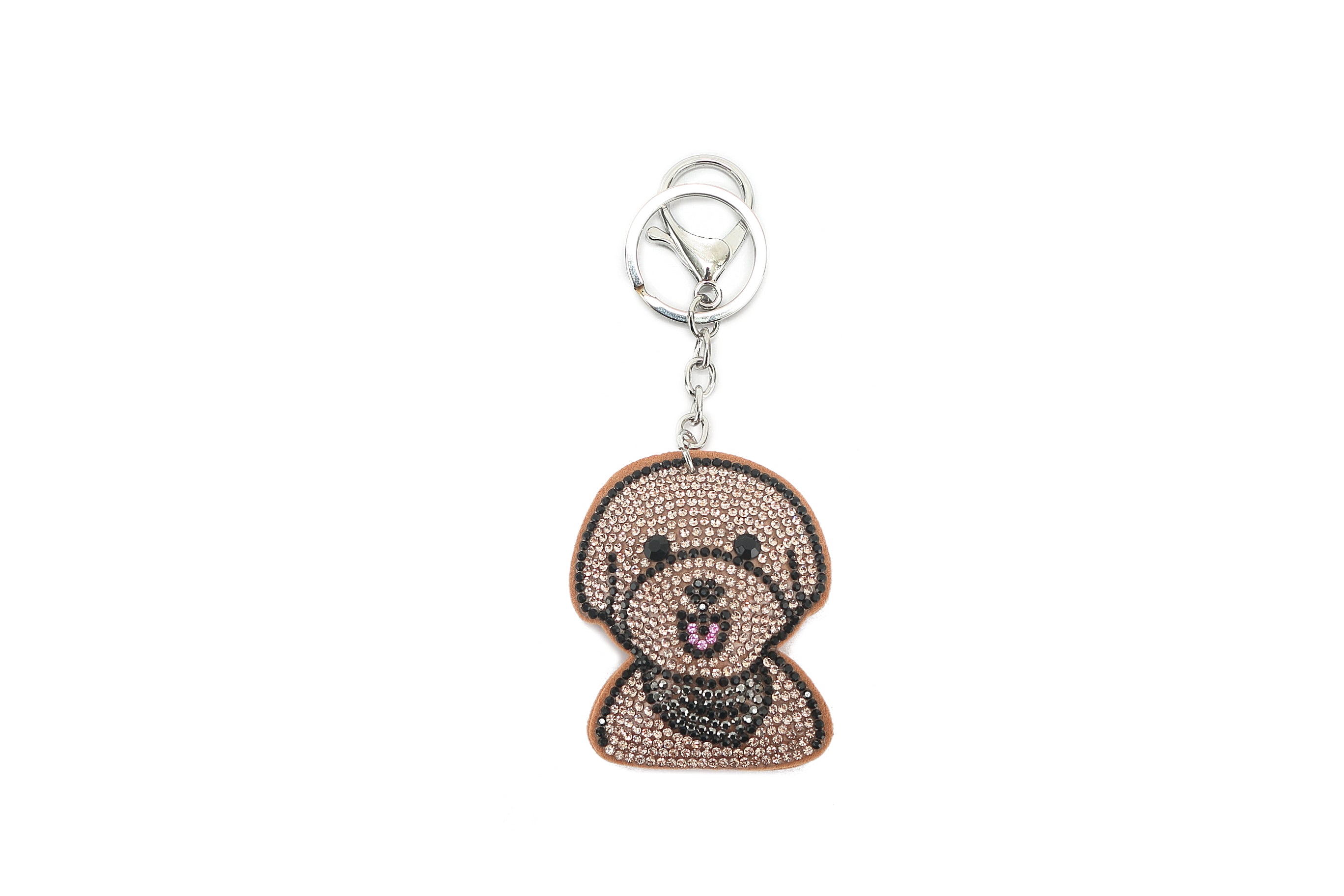 Crystal Dog Bag Charm - Elegant Brown Accessory for Handbags, Backpacks & Keychains | Perfect Gift for Pet Lovers