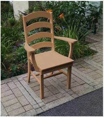A & L Furniture Ladderback Dining Chair with Arms - Solid Wood Kitchen Chairs for Dining Room, Breakfast Nook & Farmhouse Decor