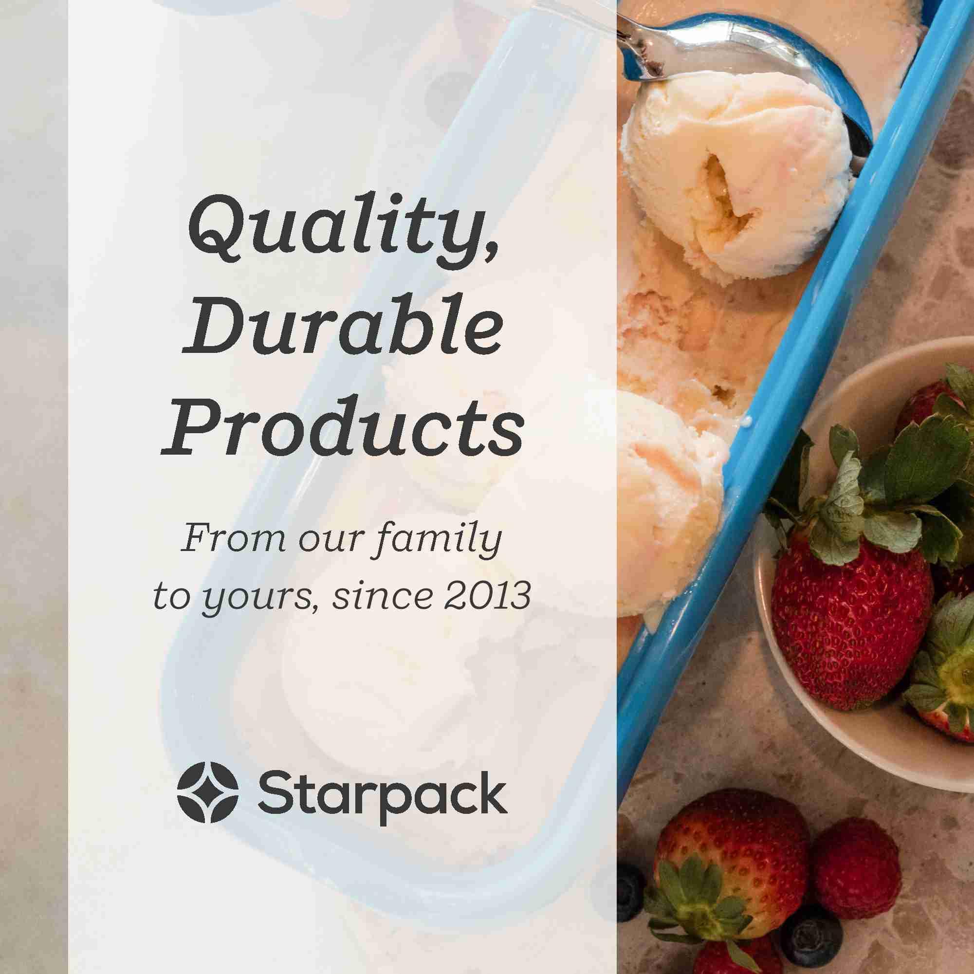 Starpack 'Inside Scoop' 1.5 Quart Ice Cream Storage Containers (2-Pack) - Reusable Freezer-Safe Dessert Containers with Leak-Proof Silicone Lids - Perfect for Homemade Ice Cream, Gelato, Sorbet & Leftovers Storage - Ideal for Kitchen, Parties & Meal Prep
