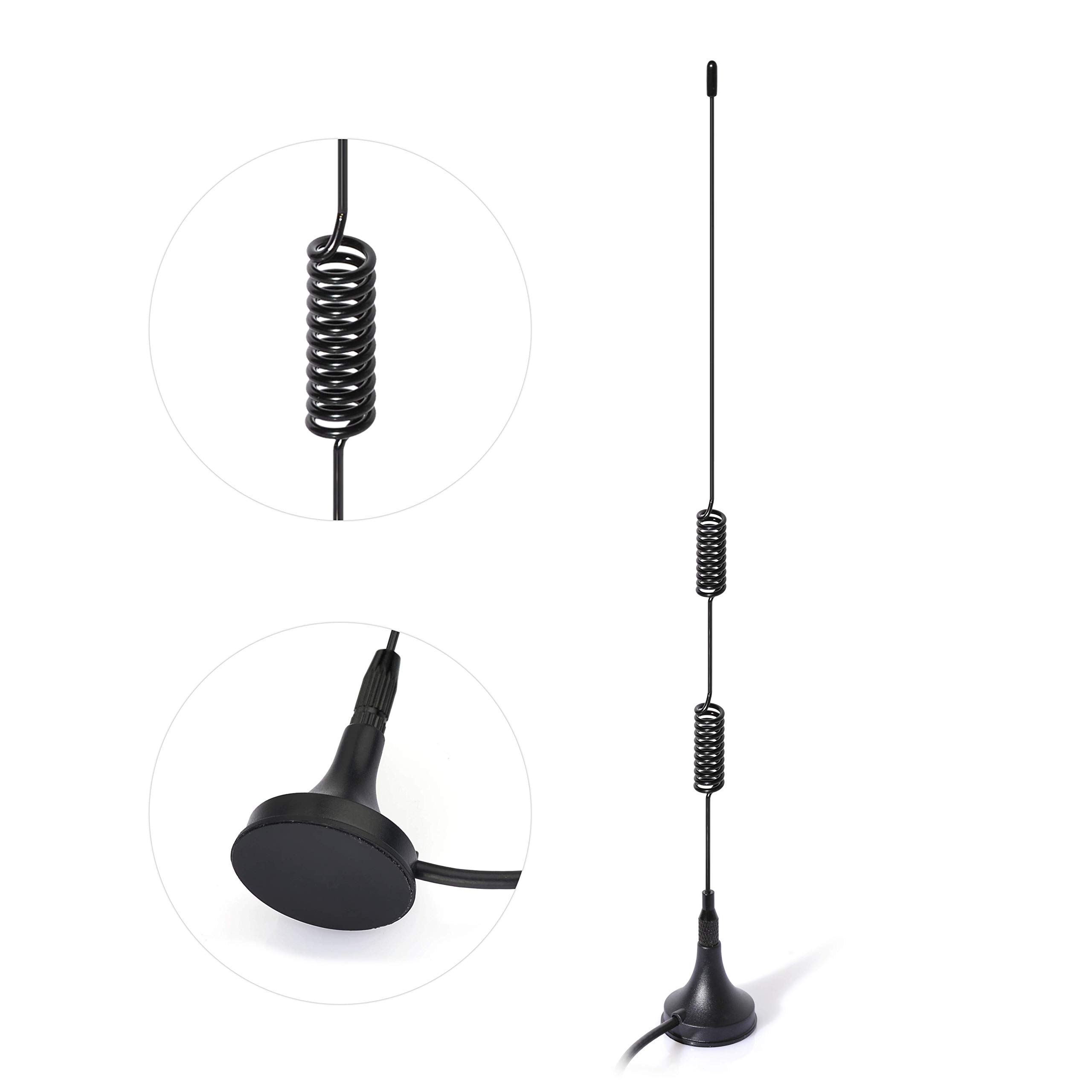 Bingfu Universal Car Antenna with MCX Connector & Magnetic Base - Compatible with Vehicle, Truck, SUV, RV, Marine Boat - Car Stereo Antenna for Radio Head Unit, CD Media Receiver Player - Perfect for Road Trips & Off-Road Adventures