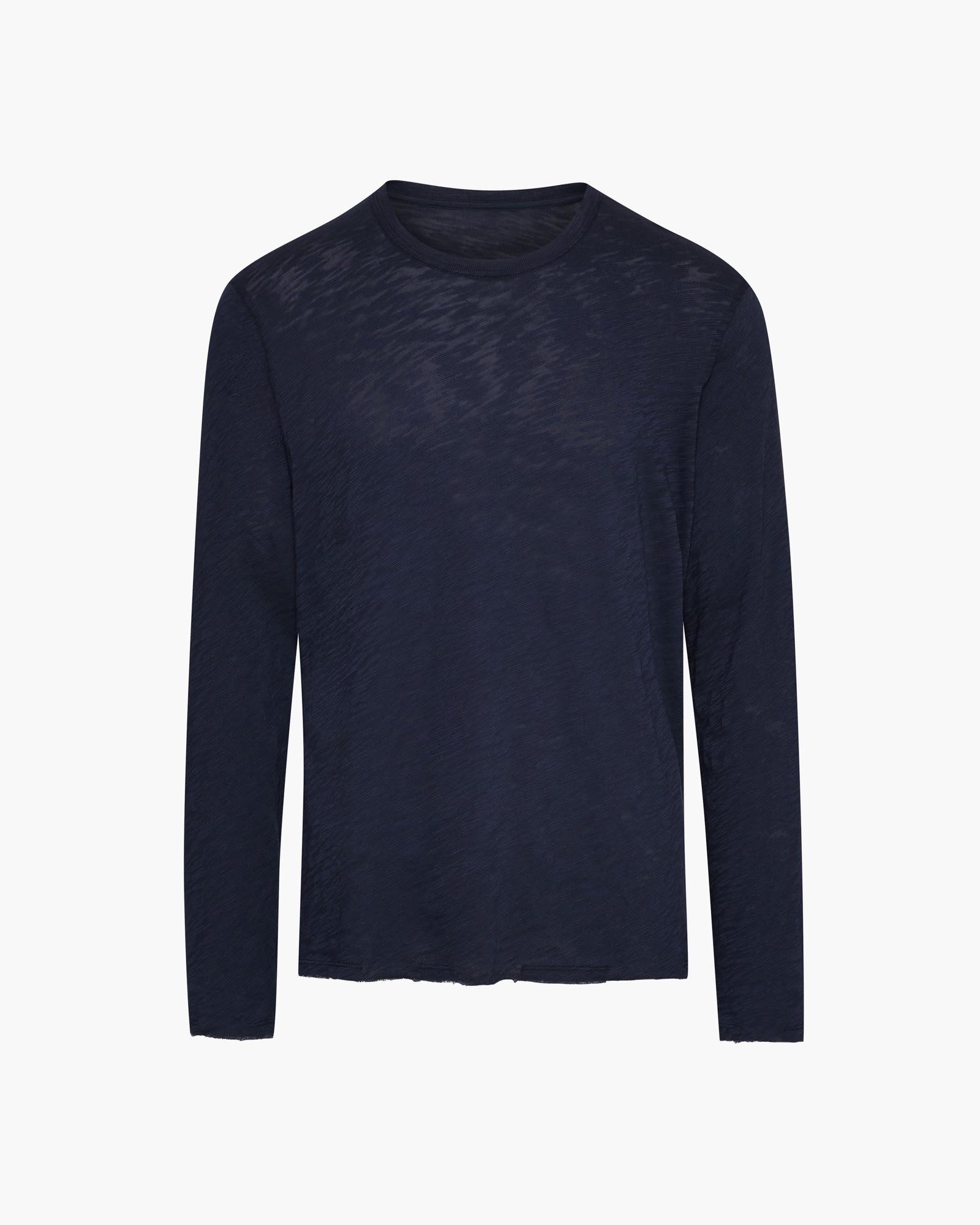 Distressed Slub Jersey Long Sleeve Tee - Midnight Blue | Vintage Washed Cotton Shirt for Men & Women | Perfect for Casual Outfits, Streetwear & Layering