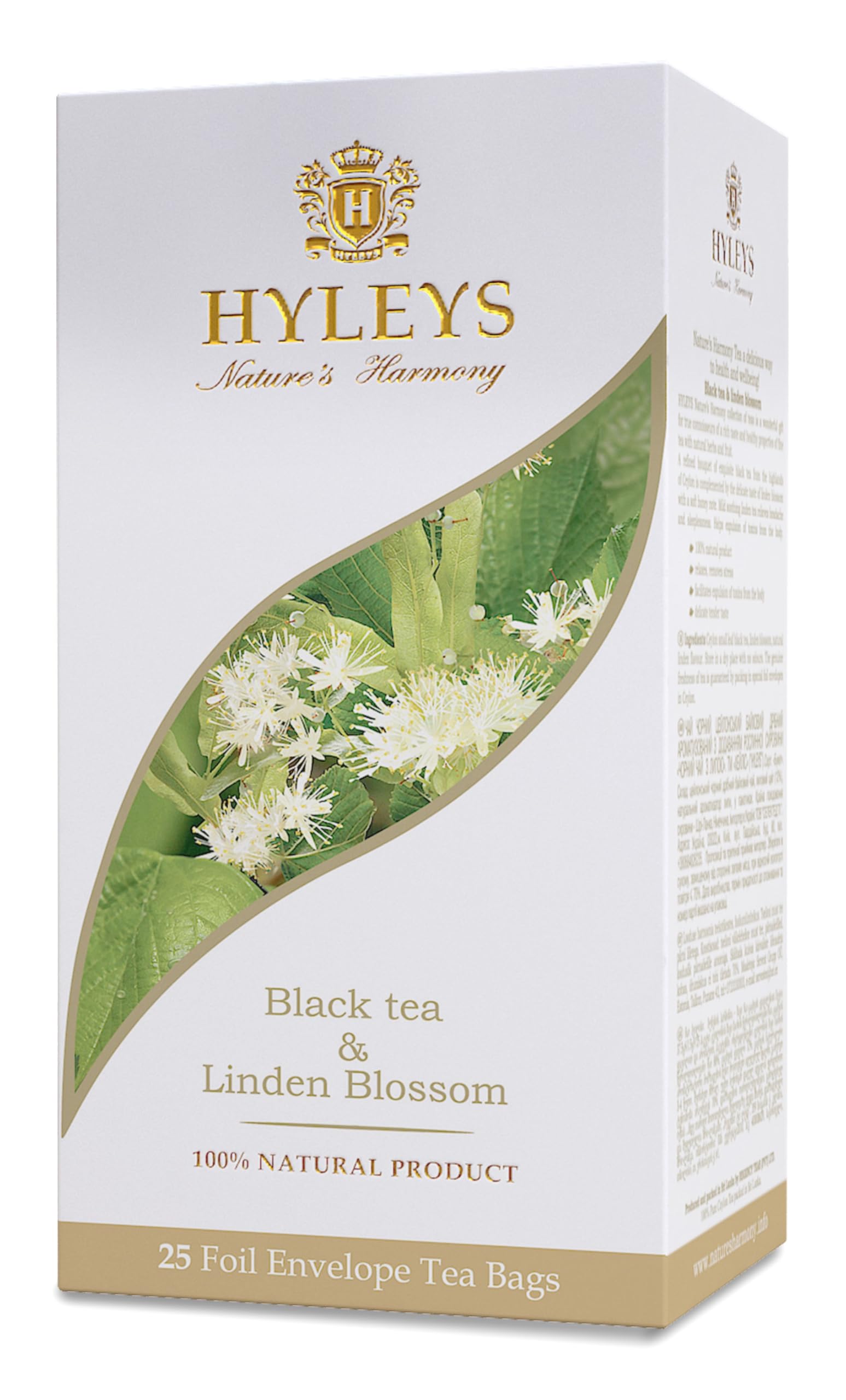 Hyleys Black Tea with Linden Blossom - 25 Tea Bags | Soothing Herbal Blend for Relaxation & Stress Relief | Perfect for Evening Tea Time & Wellness Rituals