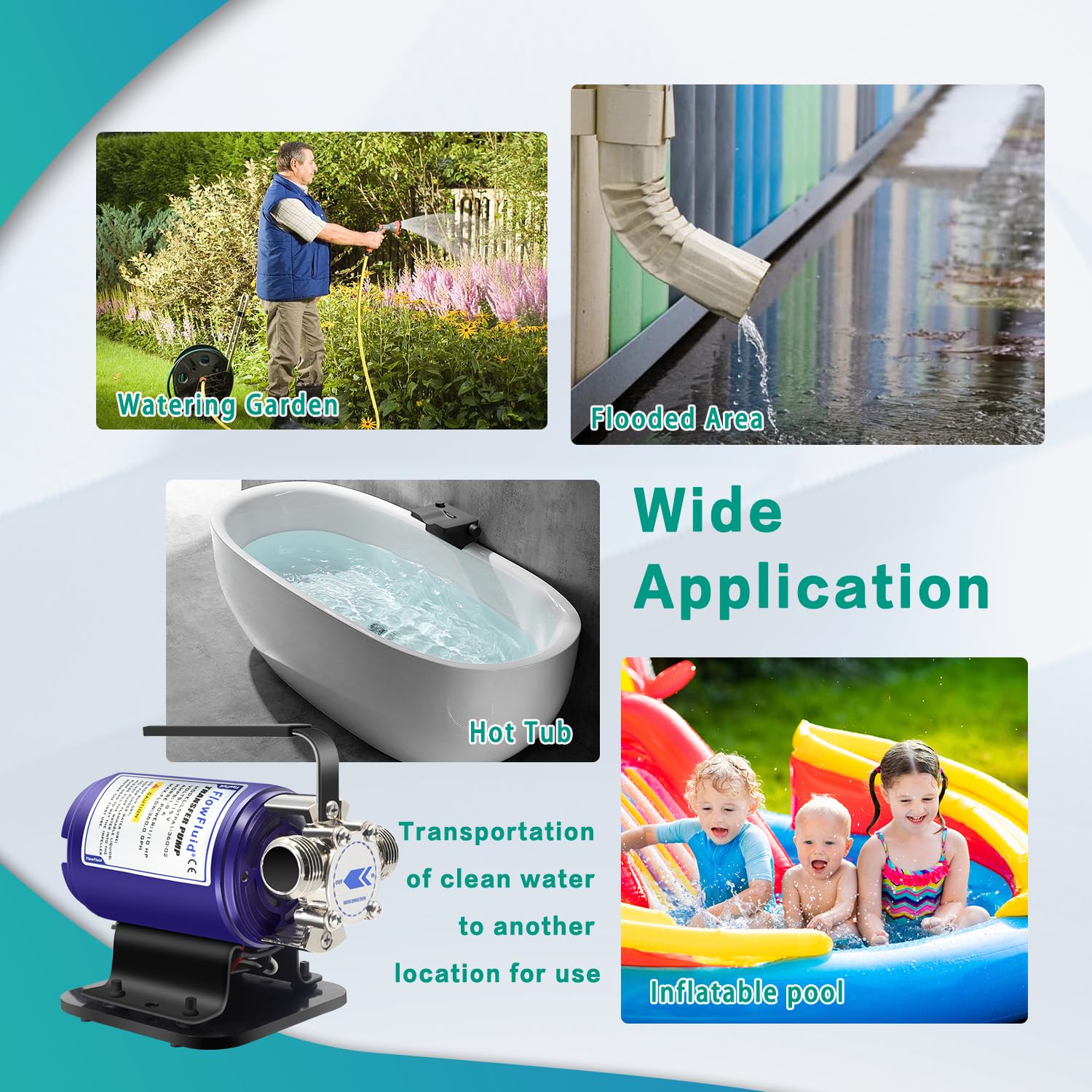 115V 1/10HP Portable Electric Water Transfer Pump Kit - 330 GPH Self Priming Utility Pump for Household, Garden, Pool, Aquarium & Rain Barrel - Ideal for Water Removal, Drainage & Emergency Flood Control