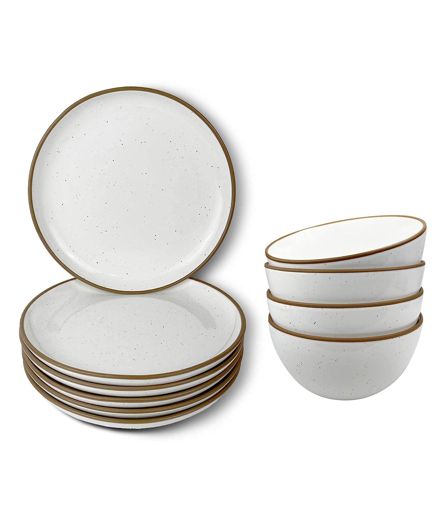Premium Vanilla White Ceramic Bowls and Plates Set - 12-Piece Dinnerware Collection for Cereal, Salad & Desserts - Microwave, Dishwasher & Oven Safe - Perfect for Home Dining, Parties & Gifts