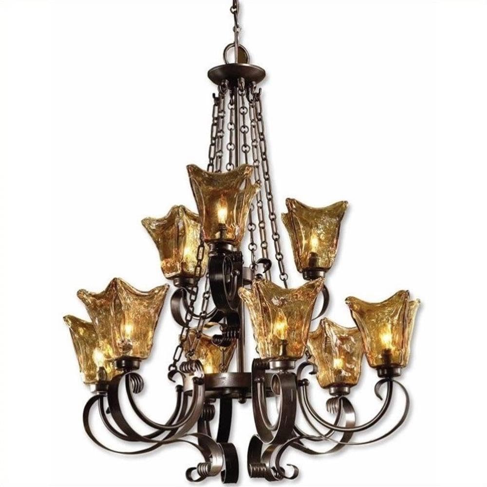 BOWERY HILL Modern 9-Light Chandelier in Oil Rubbed Bronze - Elegant Dining Room Lighting for Home Decor & Interior Design