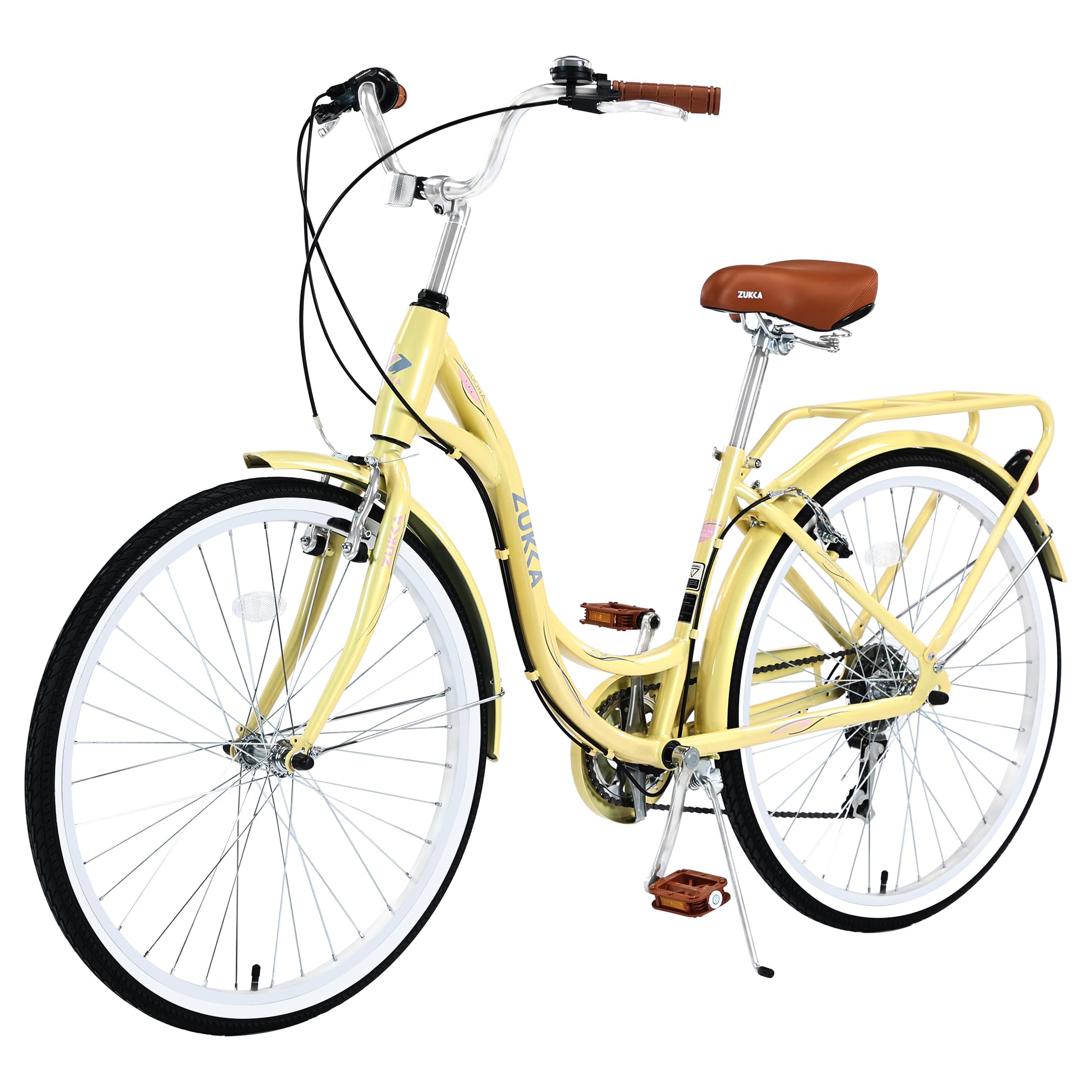 ZUKKA 26 Inch 7-Speed Cruiser Bike for Adults - Adjustable Seat, Steel Frame, City & Commuter Bicycle for Women & Men - Multiple Color Options - Perfect for Urban Riding, Beach Cruising & Daily Commutes