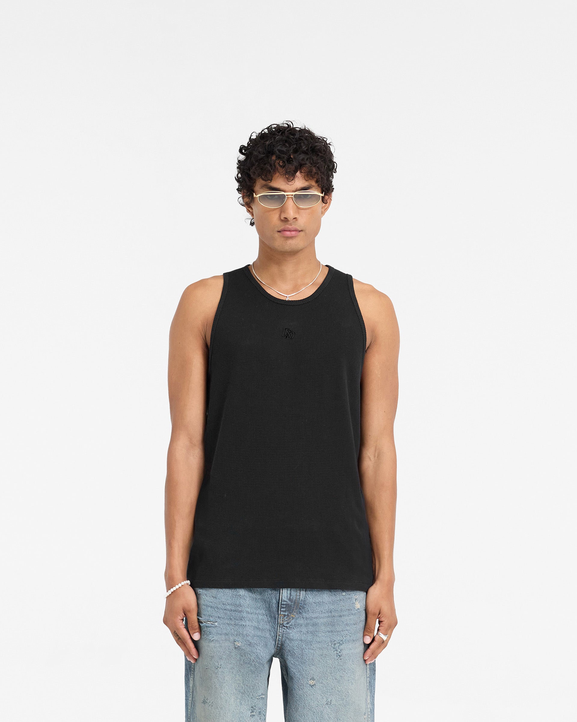 Represent X Duke + Dexter Ribbed Vest for Men - Slim Fit Black Sleeveless Top | Gym, Workout & Casual Streetwear Outfits
