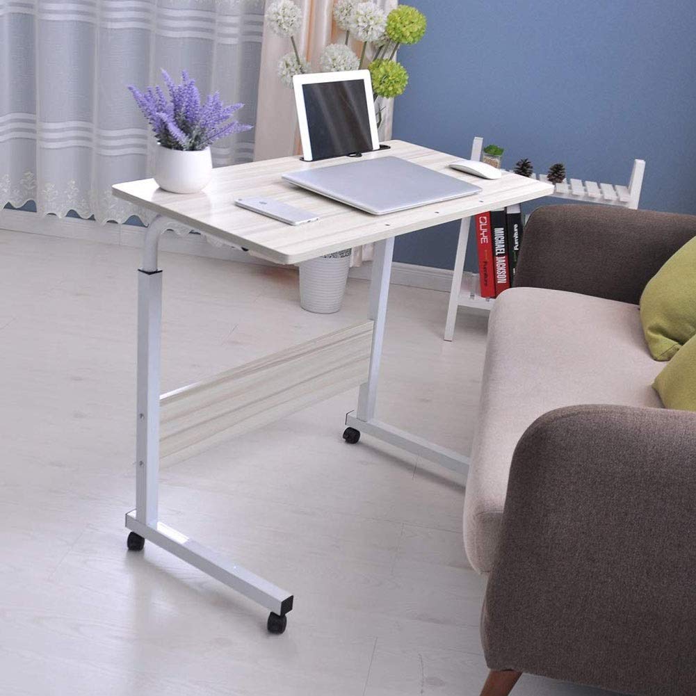 Heavy Duty Medical Bedside Table with Wheels - Adjustable Notebook Desk for Hospital, Home, Office & Dormitory - Sturdy Steel Frame with Swivel Locking Casters - Perfect for Patients, Students & Professionals (80x40cm, Black) - Ideal for Bedside Storage, Laptop Work & Small Space Organization