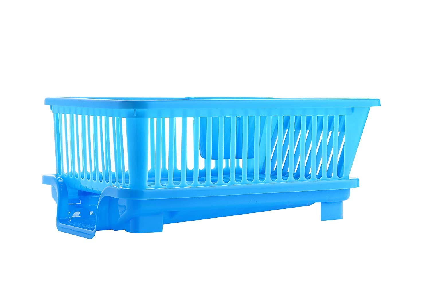 Clazkit 3-in-1 Large Plastic Kitchen Sink Dish Rack with Drainer & Drying Tray - Space Saving Dish Organizer for Utensils, Cutlery & Kitchen Tools - Perfect for Small Kitchens, Apartments & RVs (Color May Vary)