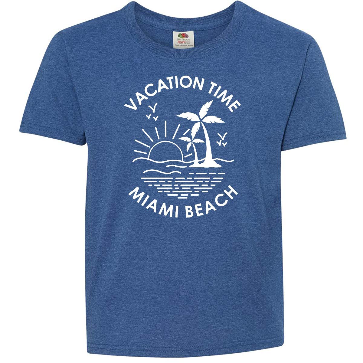Inktastic Vacation Time in Miami Beach Youth T-Shirt - Fun Summer Graphic Tee for Kids - Perfect for Beach Trips, Family Vacations & Florida Souvenirs