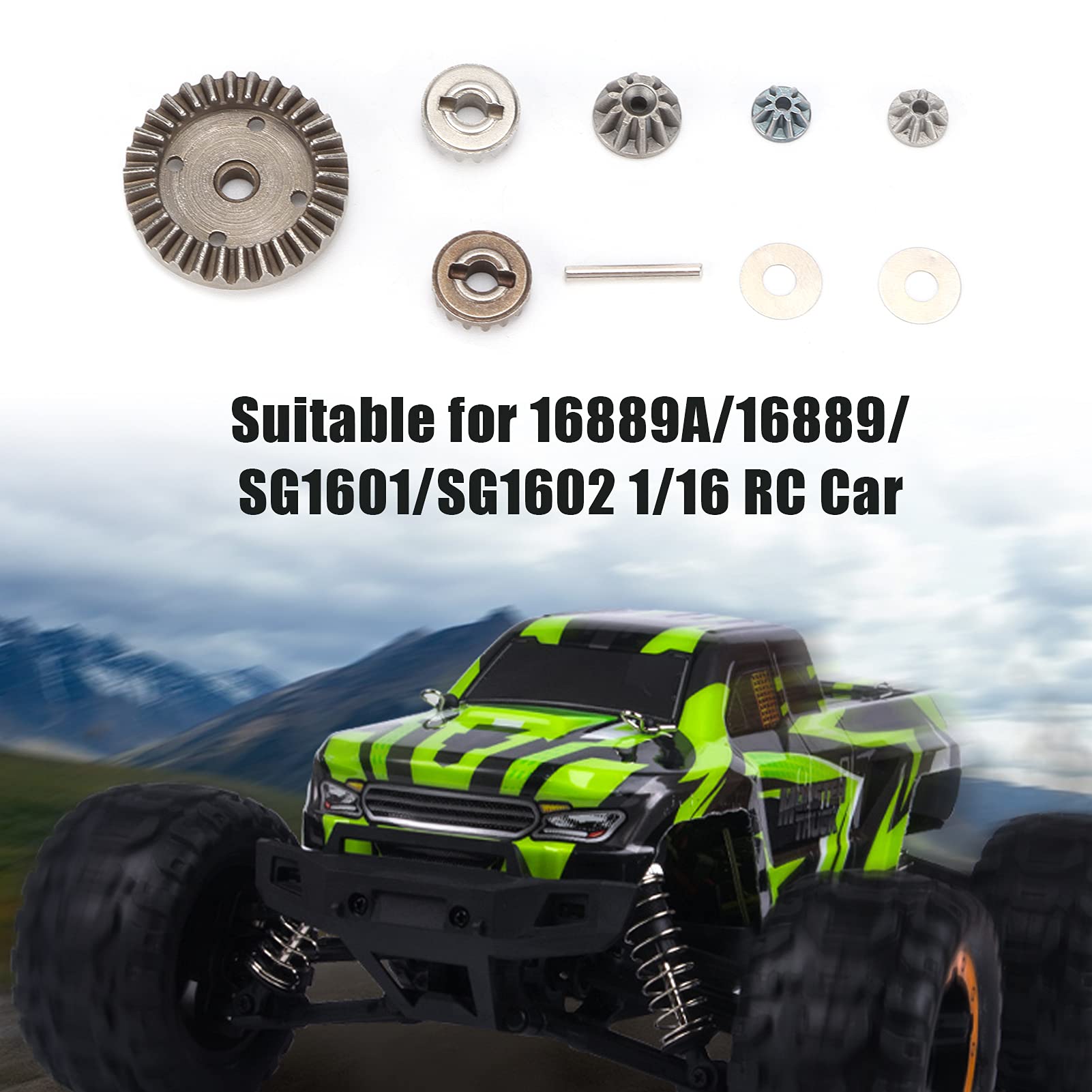 Naroote S1601 S1602 Metal Differential Gear Set - Lightweight Alloy Drive Gear Compatible with SG1601 SG1602 M16103 16889A 16889 Models - Perfect for RC Car Upgrades and High-Speed Drifting
