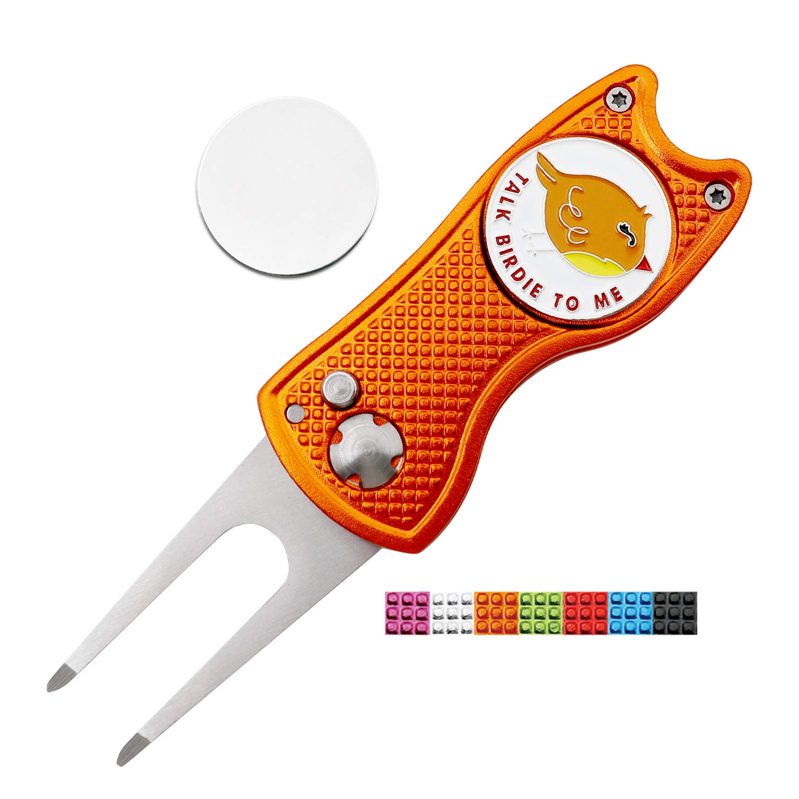 Foldable Golf Divot Repair Tool & Ball Marker Set - Premium Stainless Steel Golf Accessories for Course & Practice | Perfect Gift for Golfers