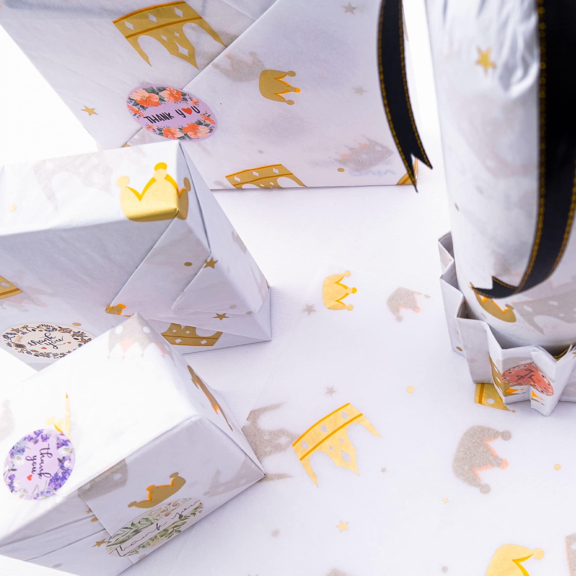 MR FIVE 30 Sheets White and Metallic Gold Tissue Paper Bulk - 20