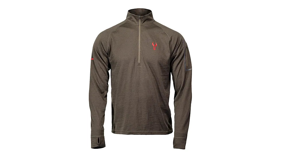 Badlands Ovis 1/4 Zip Crew Baselayer Shirt - Lightweight Merino Wool Thermal Top for Hiking, Hunting & Outdoor Adventures