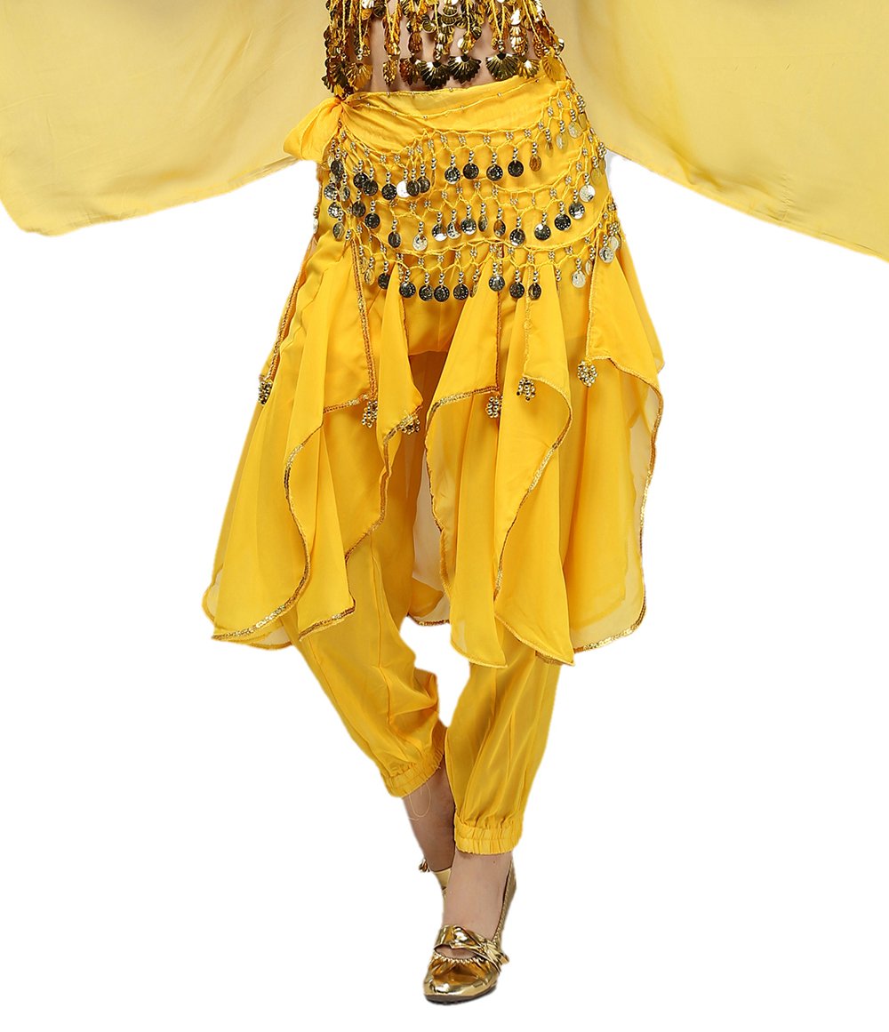 Whitewed Endless Wave Belly Dance Pants - Boho Fusion Bollywood Harem Pants with Ruffle Detail for Women | Perfect for Dance Performances, Yoga, and Festival Outfits