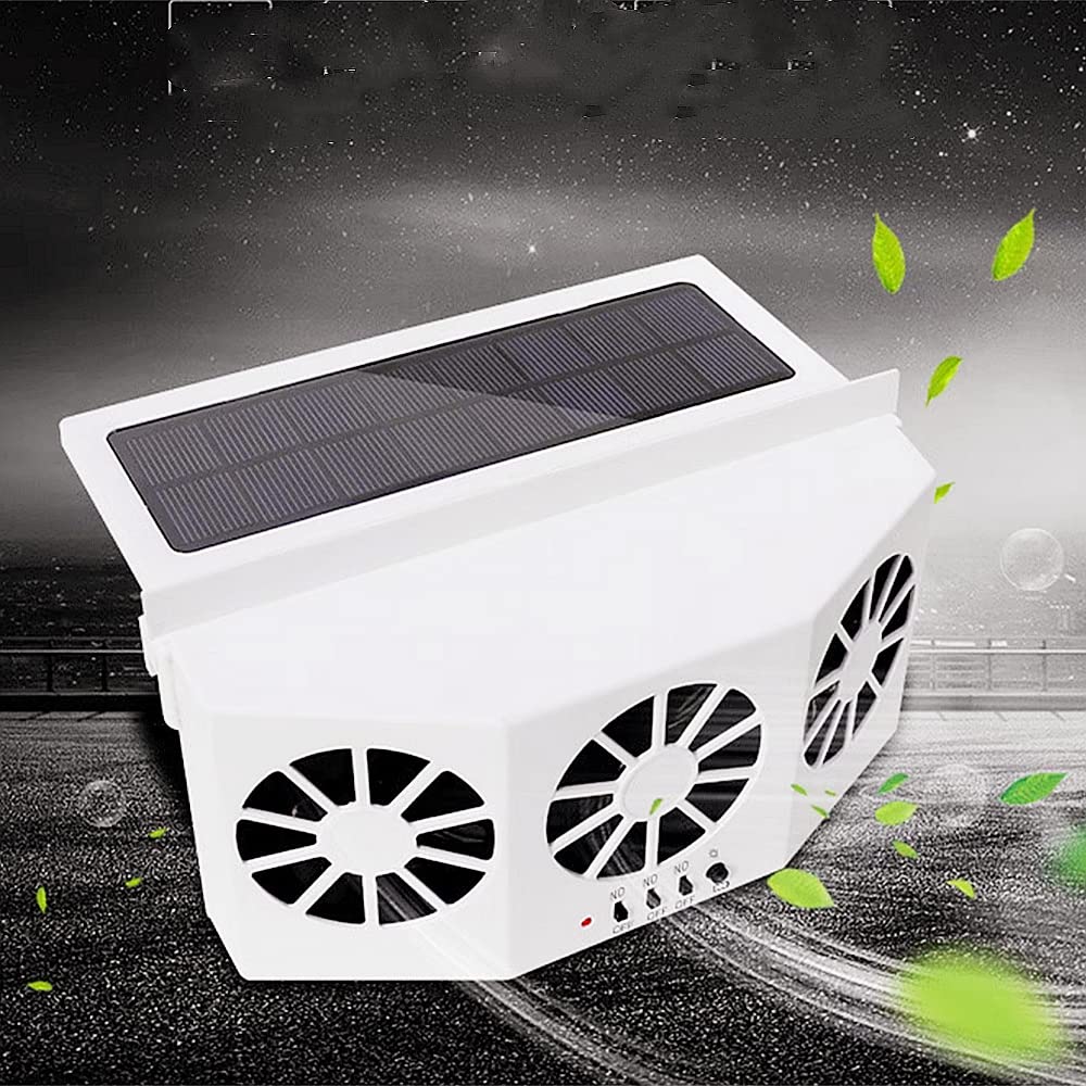 Solar Car Window Fan - 3 Air Outlets, ABS Cooling Vent for Vehicles (White) - Perfect for Summer Road Trips