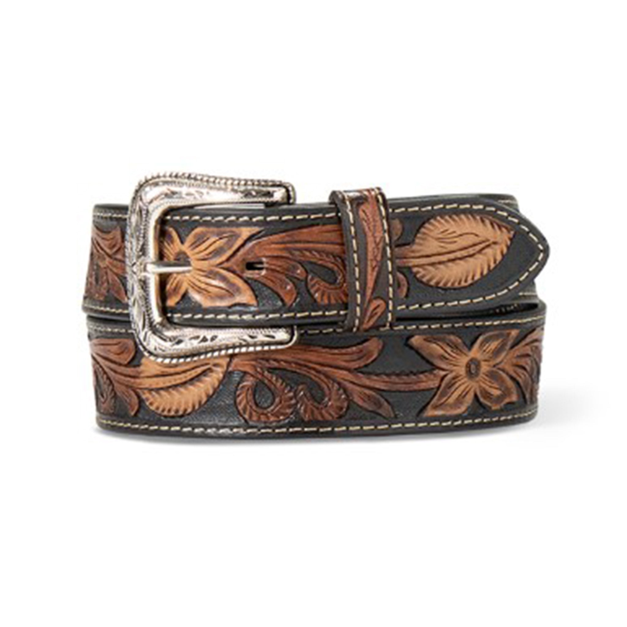 Ariat Men's Genuine Leather Tooled Western Belt - Handcrafted Cowboy Belt for Jeans & Workwear | Perfect for Rodeo, Ranch & Casual Wear