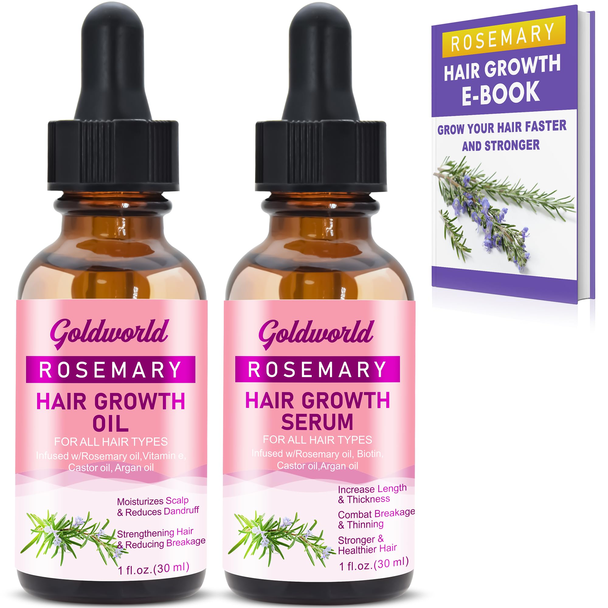 **Organic Rosemary Oil for Hair Growth - Hair Growth Serum for Dry & Damaged Hair, Thickening Treatment, Reduces Hair Loss & Ingrown Hair - Perfect Scalp Oil for Women & Men - Great Christmas Gift & Stocking Stuffer for Hair Care Lovers**    *(Use: Daily hair care routine, post-wash treatment, scalp massage, holiday gifting, travel-friendly hair solution)*