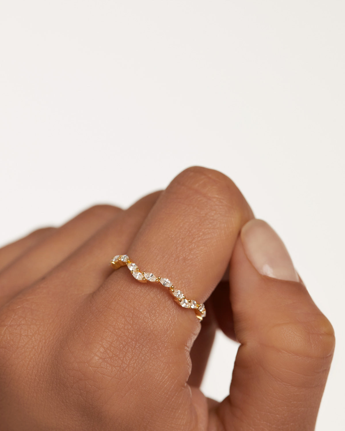 GRID 2 Lake Gold Ring - Elegant 18K Gold Plated Women's Jewelry for Everyday Wear & Special Occasions