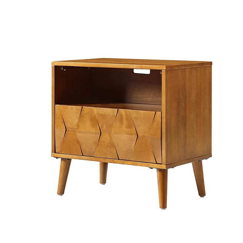 Rosalba Modern Open Shelf Nightstand with Cable Management & Hidden Drawer - Bedside Table for Bedroom, Living Room, Office - Optional Types Available