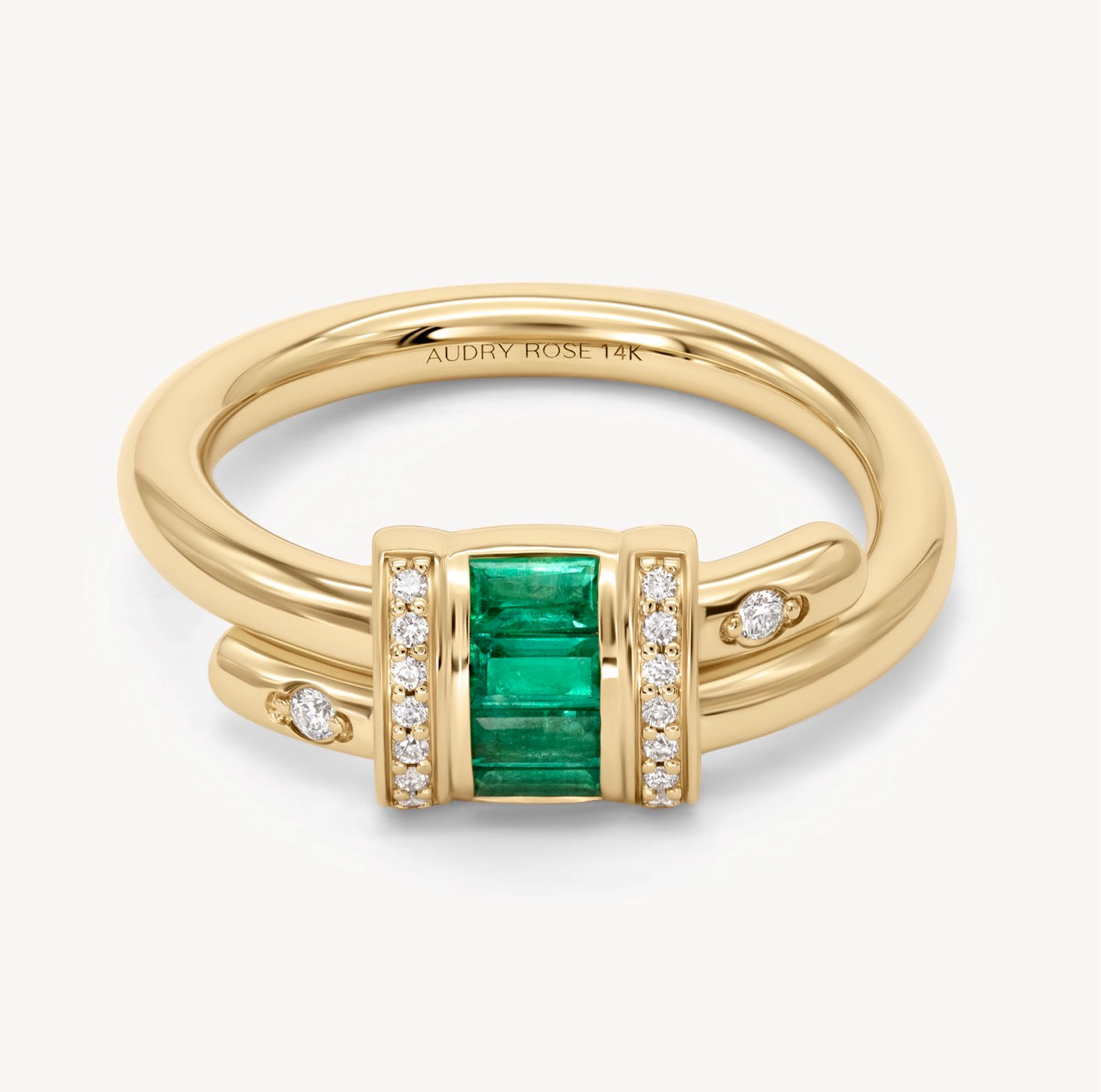Vaulted Emerald Latch Ring - Elegant Green Gemstone Statement Jewelry for Women | Perfect for Weddings, Parties & Special Occasions