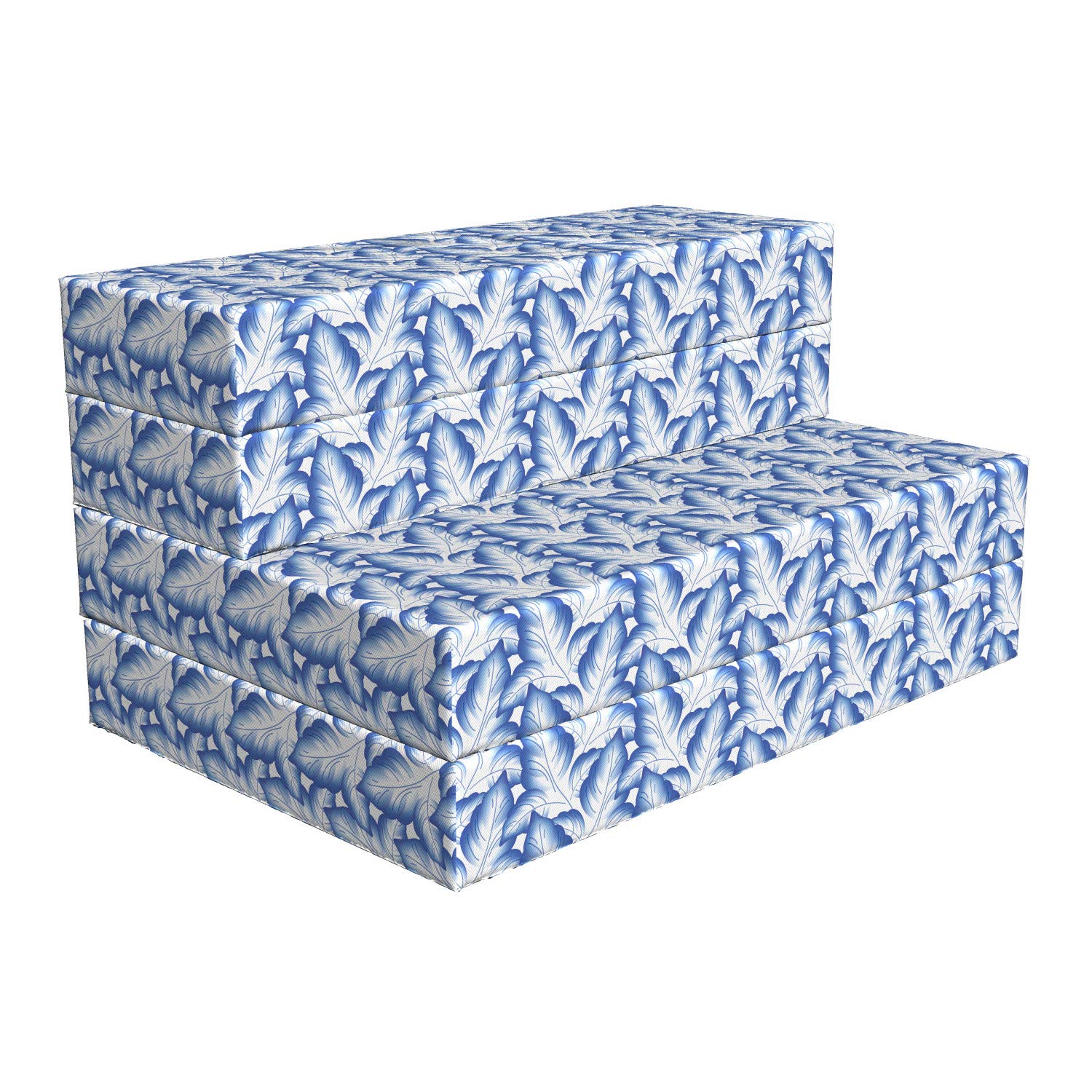 Ambesonne Leafy Foldable Mattress - Blue Floral Leaves Design, 74.8