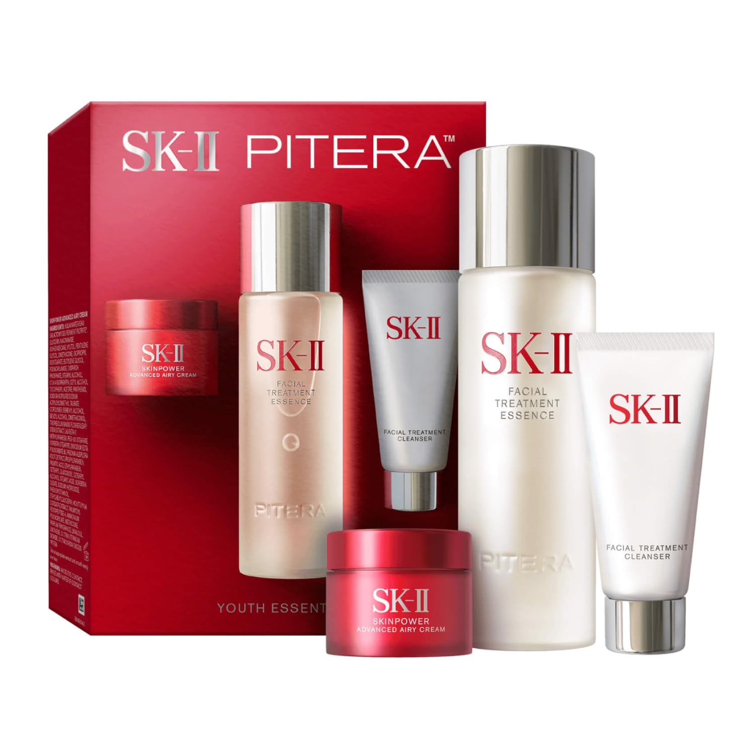 SK-II Youth Essentials Anti-Aging Skin Care Set - Facial Cleanser, Essence & Moisturizer to Reduce Wrinkles & Improve Skin Texture (3-Piece) - Perfect for Daily Skincare Routine & Gift Giving