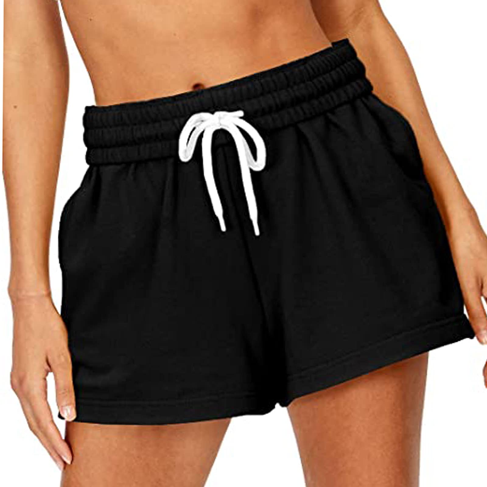 Posijego Women's High Waisted Workout Shorts - Pleated Ruched Bandage Sport Shorts for Running, Yoga & Gym - Summer Fall Athletic Wear A1