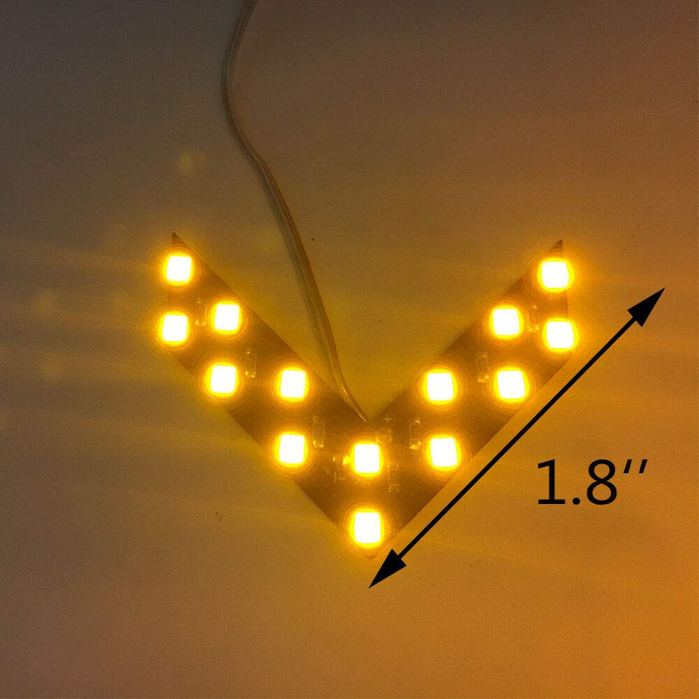 2 Pack Amber 14 SMD LED Arrow Panel Turn Signal Lights for Car Rear View Mirror - Universal Fit for Most Vehicles, Enhances Visibility & Safety (Day/Night Use)