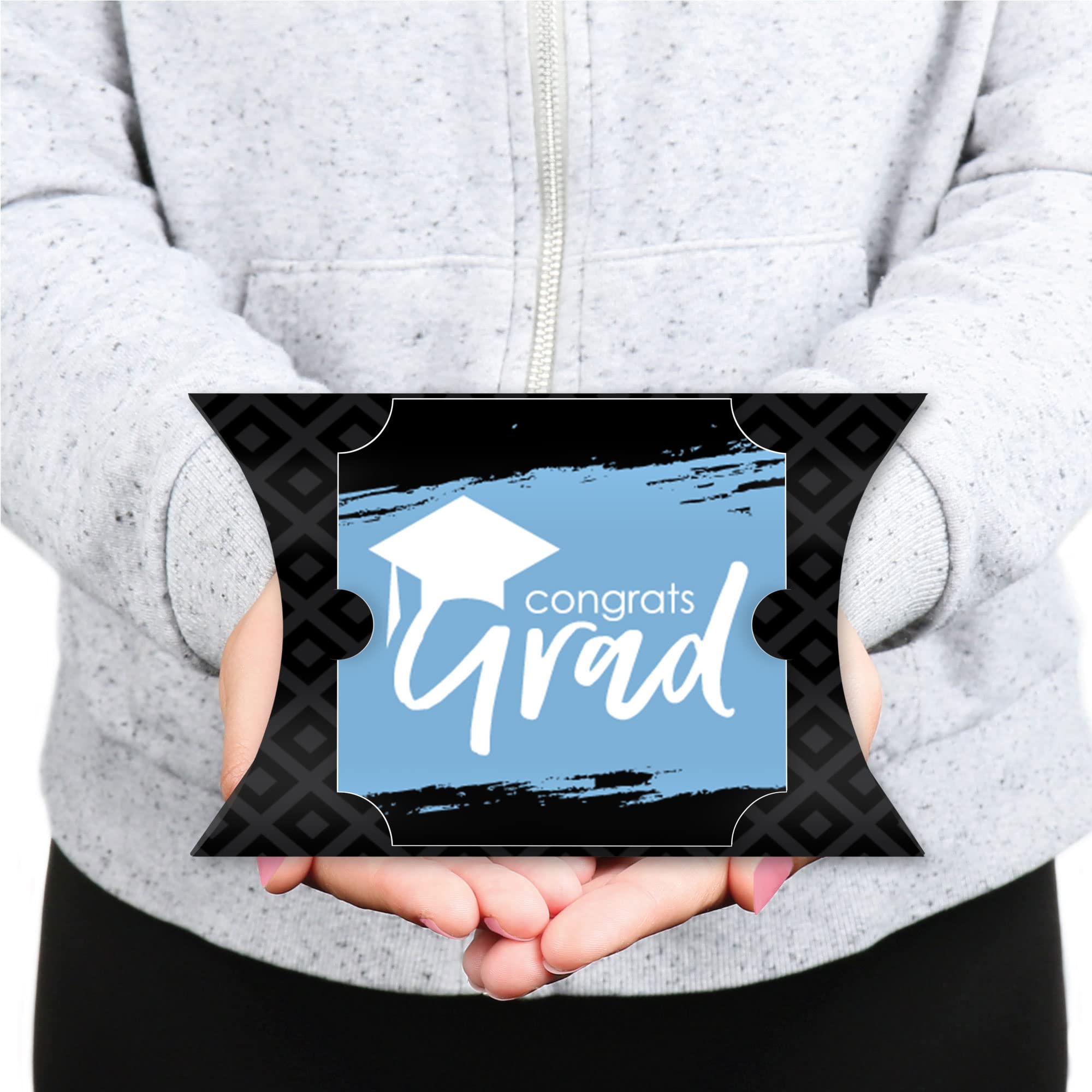 Light Blue Graduation Gift Boxes - Set of 12 for Party Favors